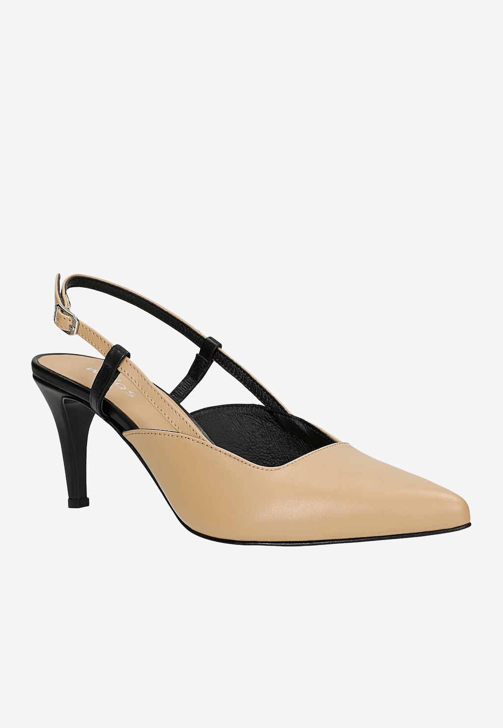 Beżowo-czarne czółenka damskie z odkrytą piętą 35192-54 Widok 2