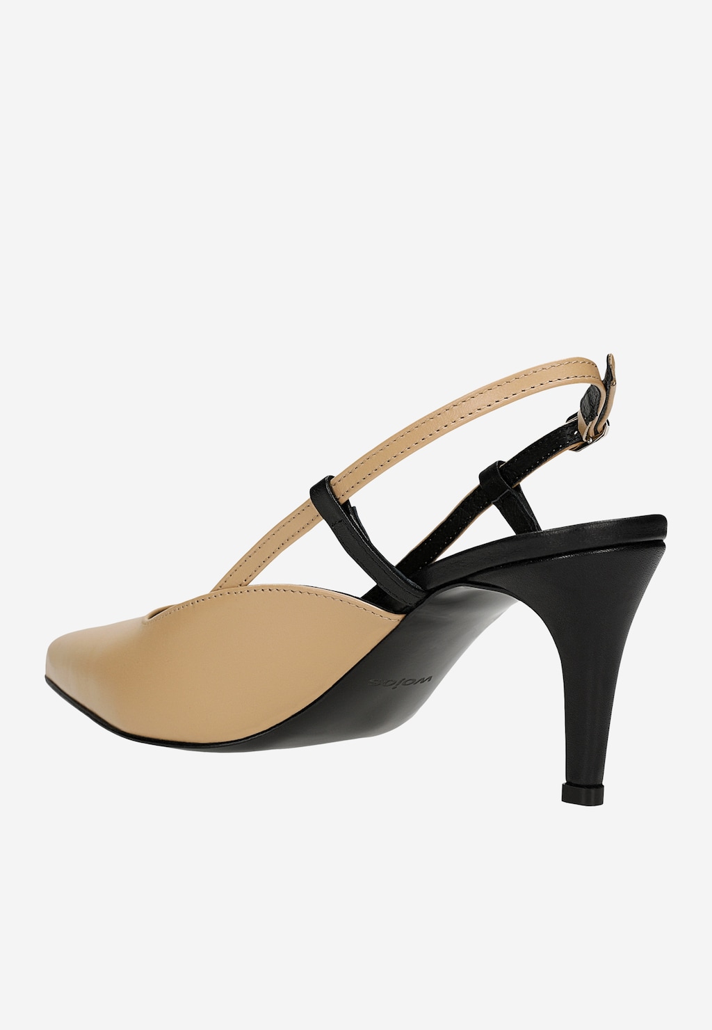 Beżowo-czarne czółenka damskie z odkrytą piętą 35192-54 Widok 3