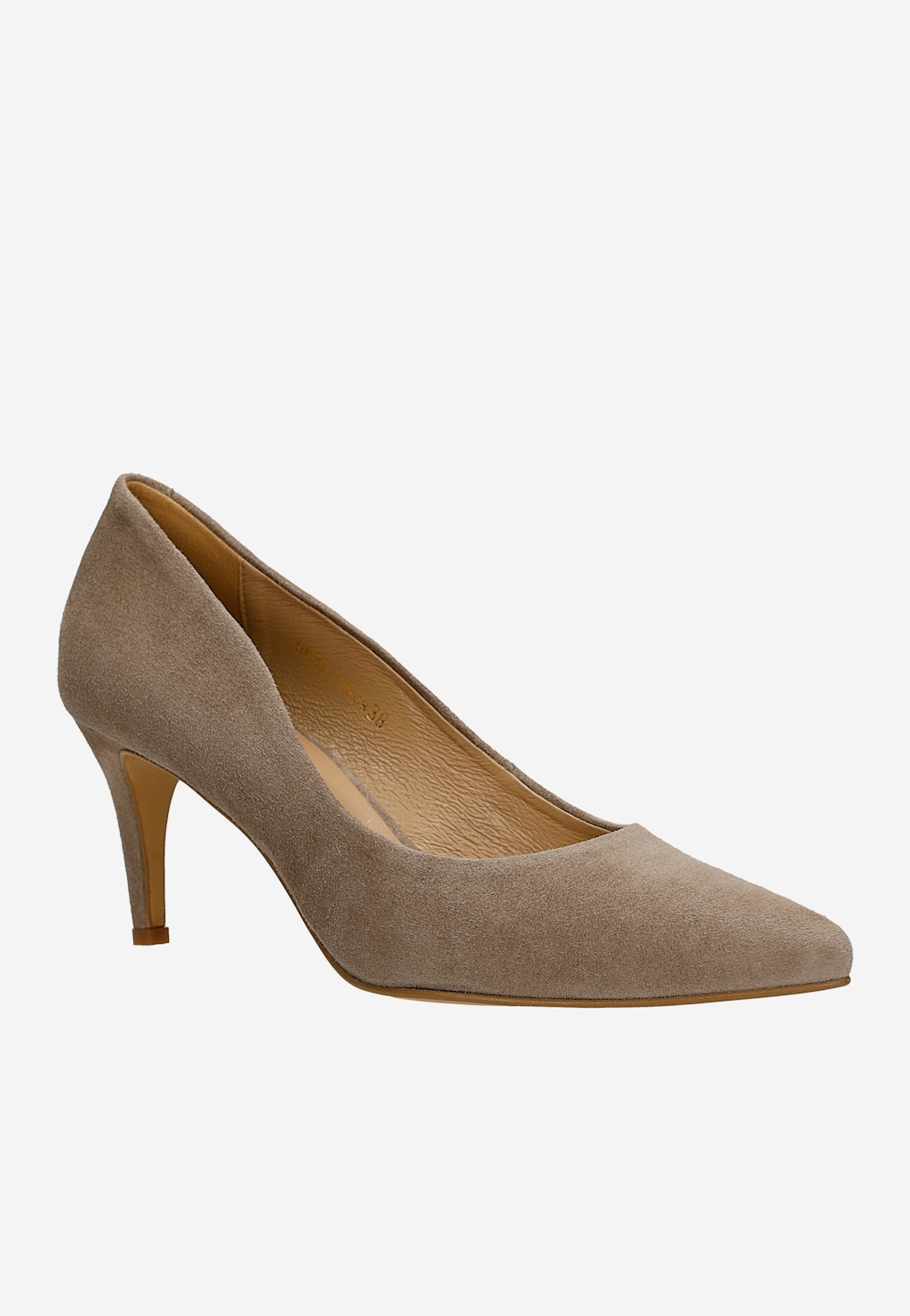 Beżowe welurowe czółenka damskie na szpilce 35196-64 Widok 2