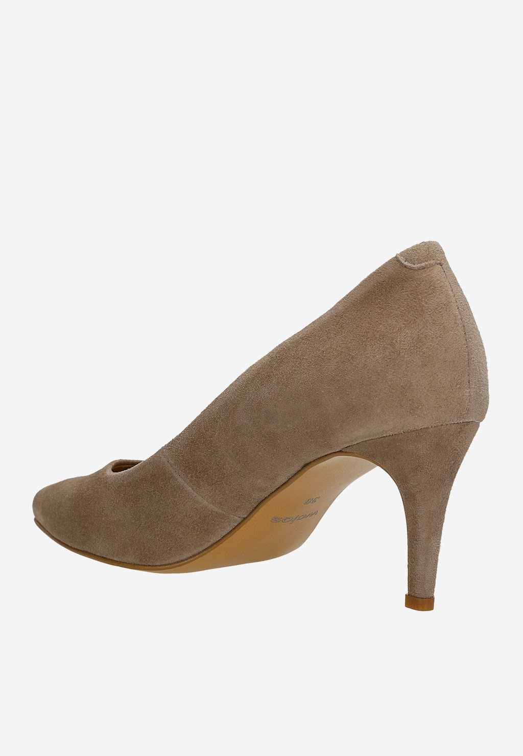 Beżowe welurowe czółenka damskie na szpilce 35196-64 Widok 3