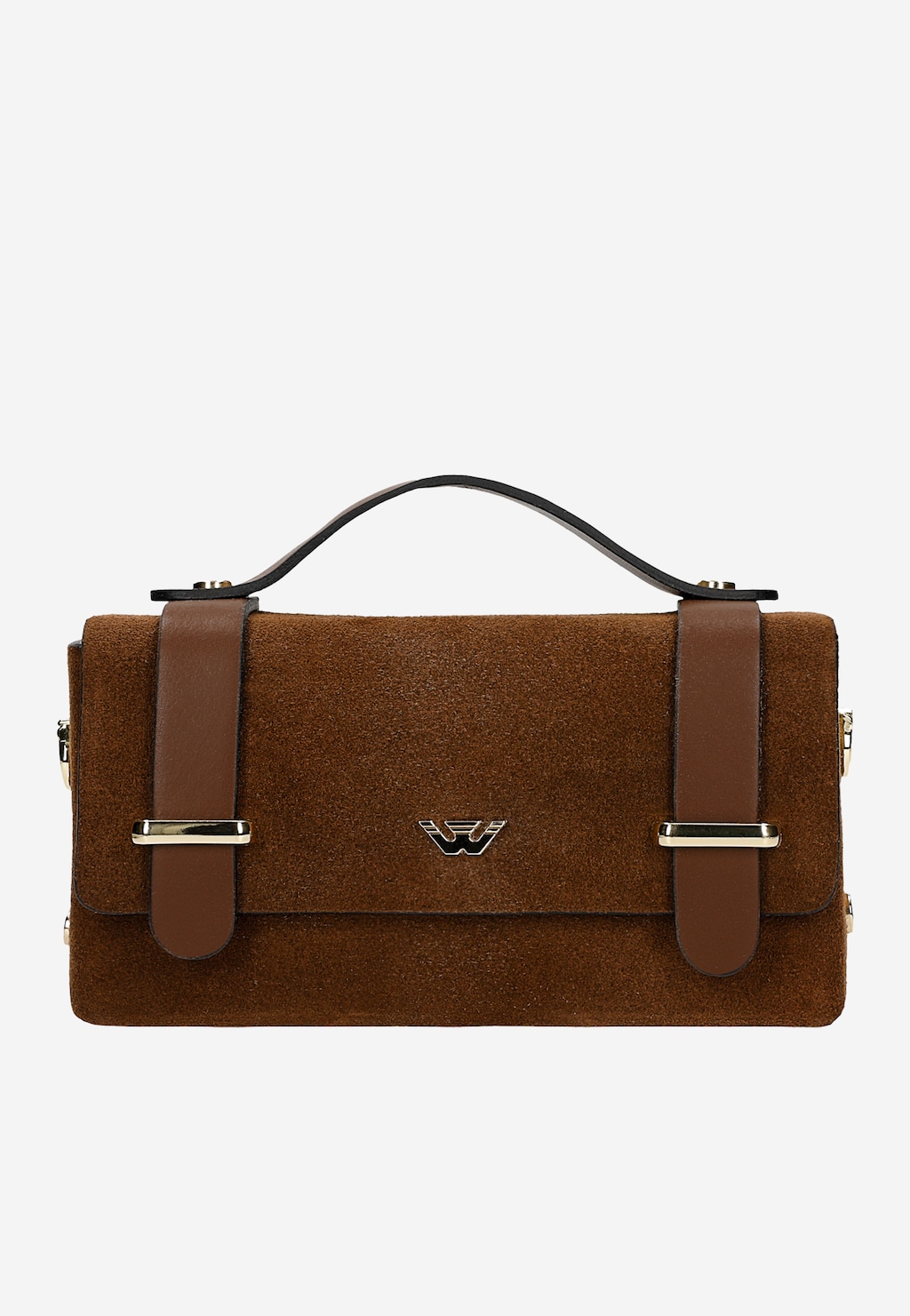 Mała brązowa torebka damska z efektowym zapięciem 80329-72 Widok 1