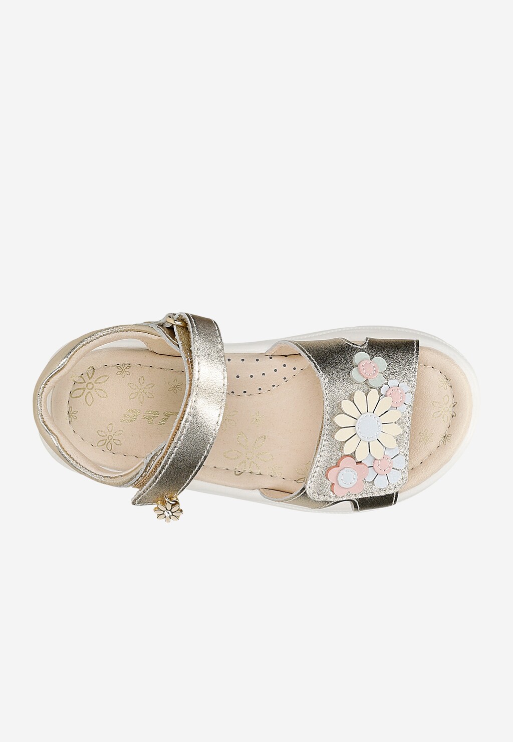 Złote sandały dziewczęce na rzep z kwiatowymi detalami BARTEK 84416-58 Widok 4