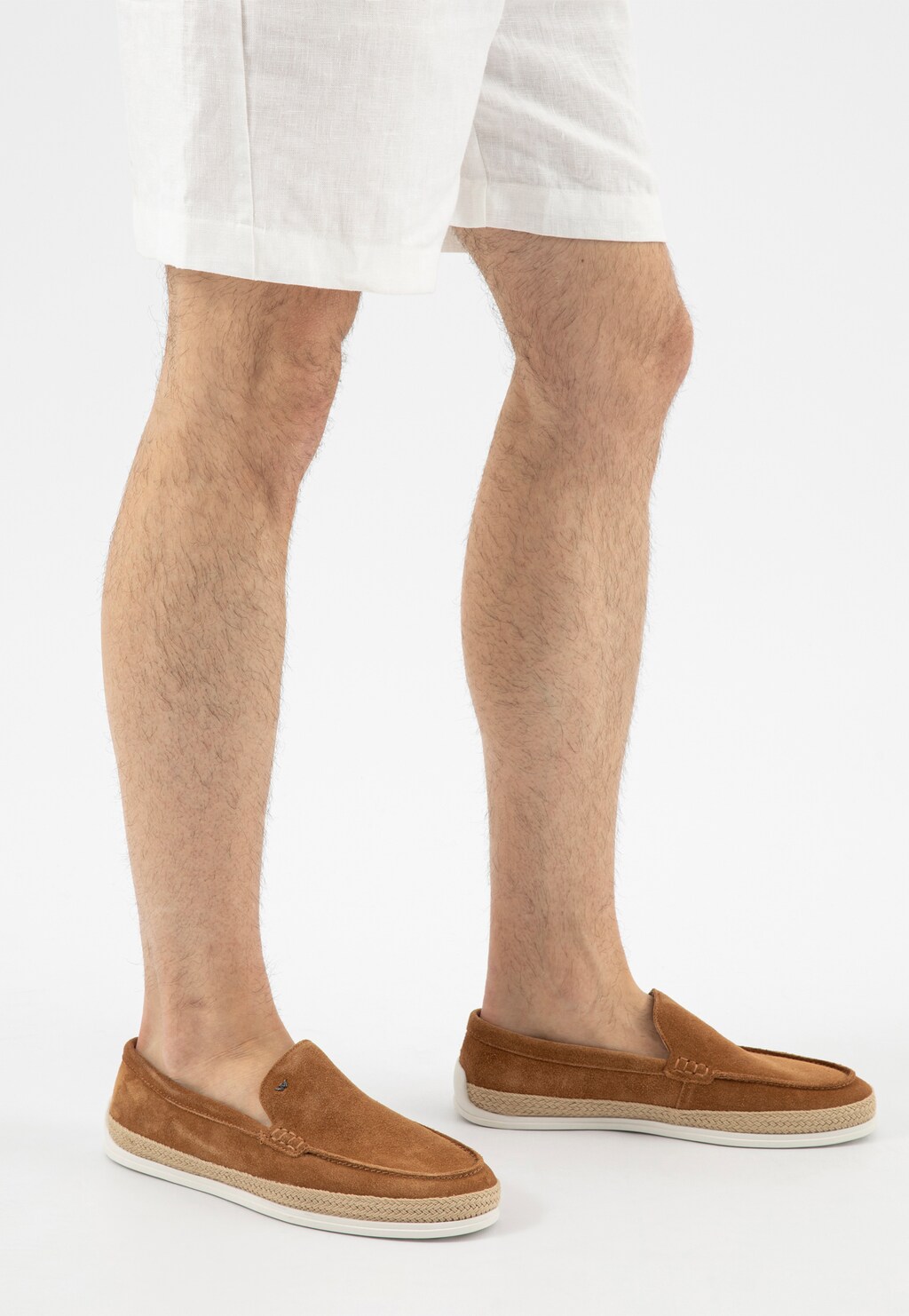 Svetlohnedé pánske mokasíny s pletenými jutovými šnúrkami 10219-63 Widok 8