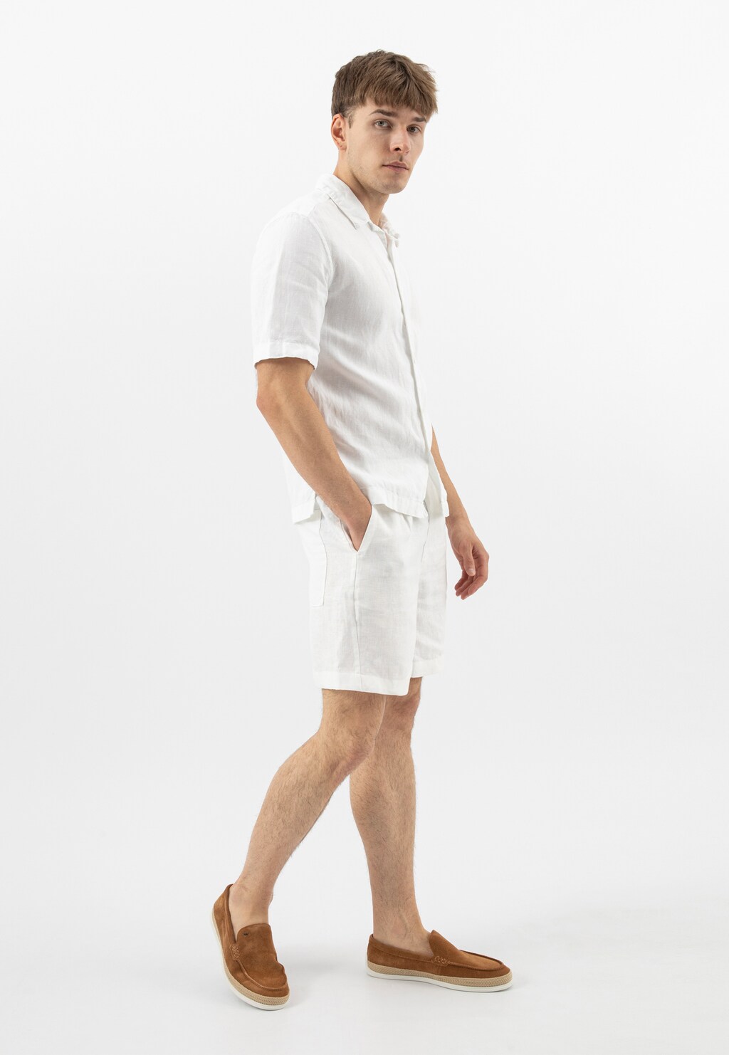 Svetlohnedé pánske mokasíny s pletenými jutovými šnúrkami 10219-63 Widok 9