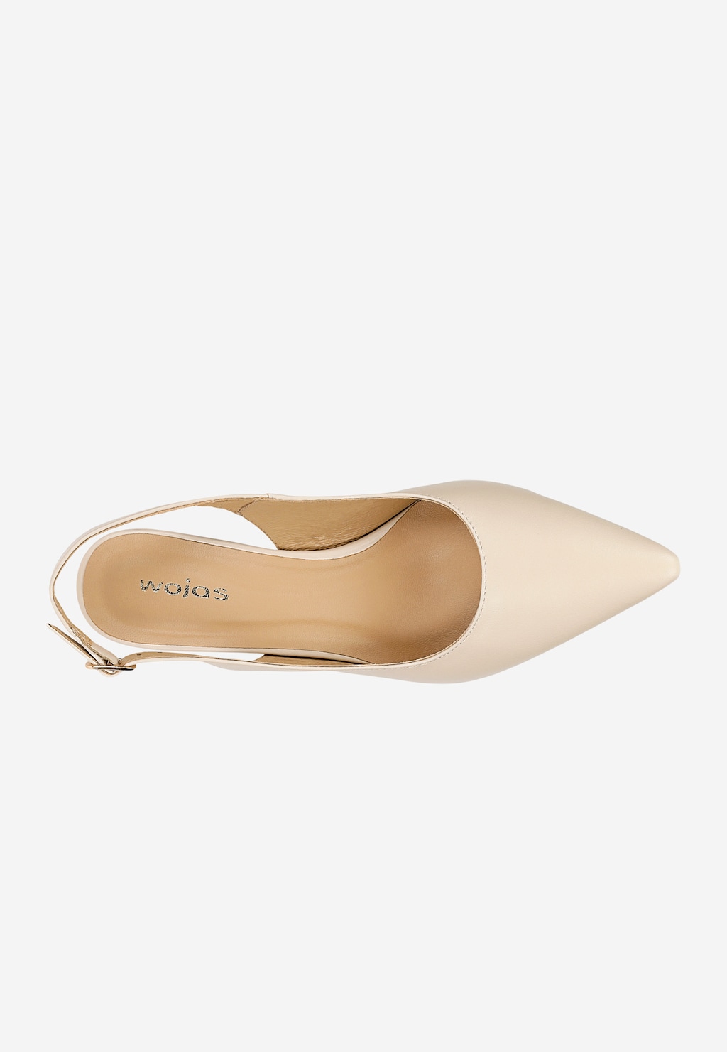 Skórzane czółenka slingback w beżowym kolorze na niskim obcasie 35190-54 Widok 4