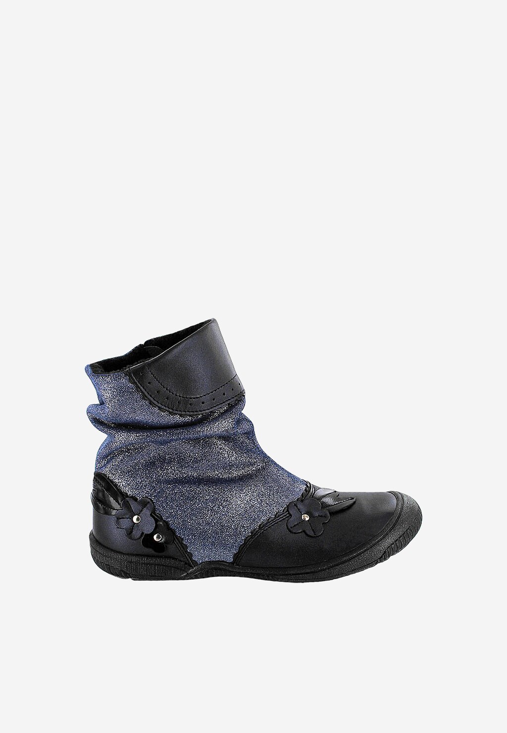Modro-černé kotníkové boty pro dívky z lesklé kůže T-87879/00D Widok 1