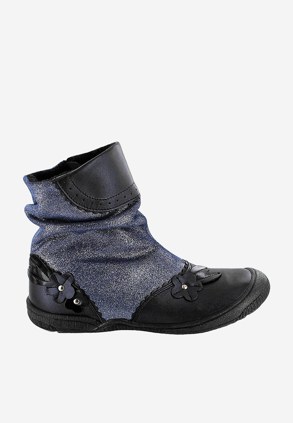 Modro-černé kotníkové boty pro dívky z lesklé kůže T-87879/00D Widok 2