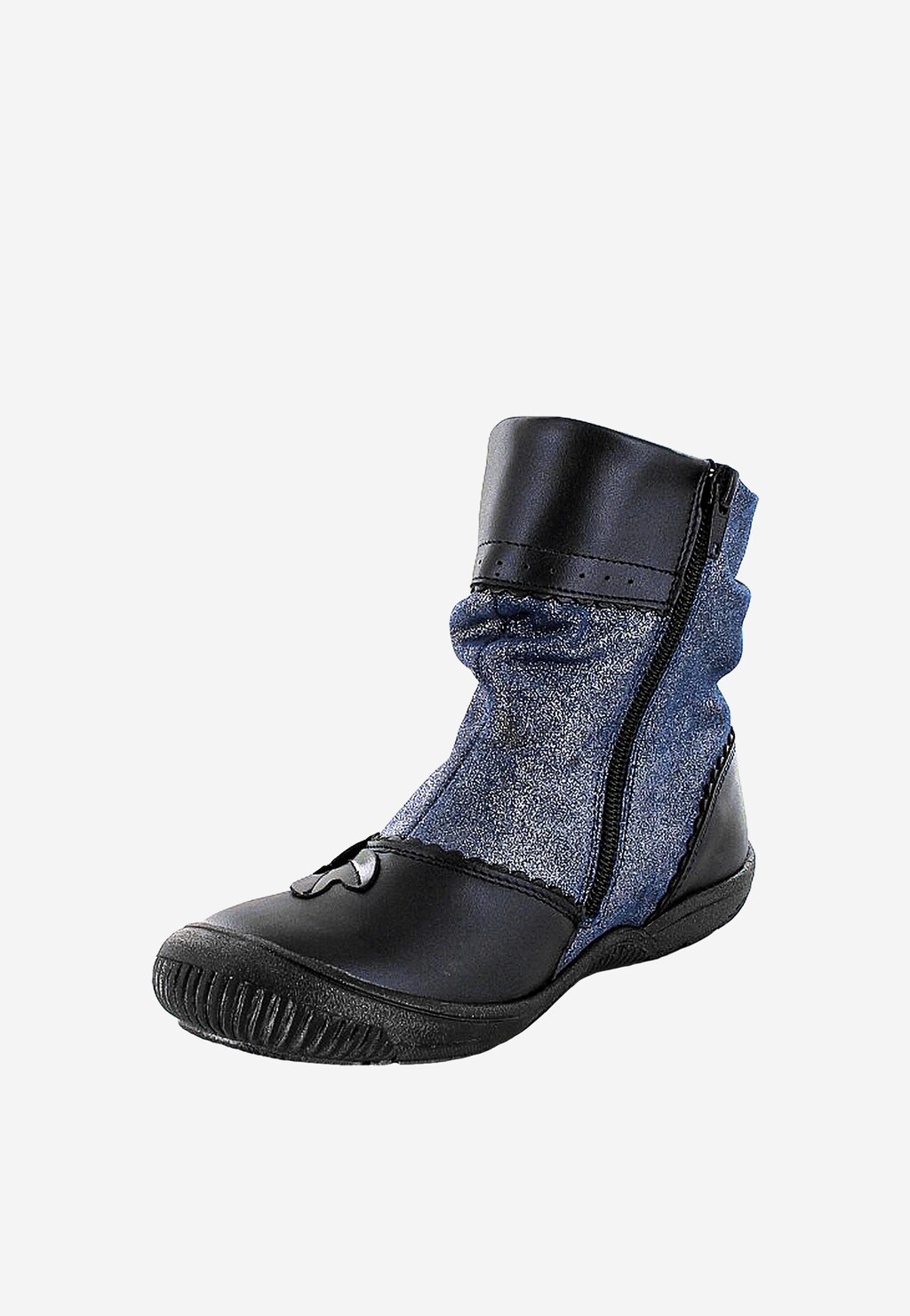 Modro-černé kotníkové boty pro dívky z lesklé kůže T-87879/00D Widok 4