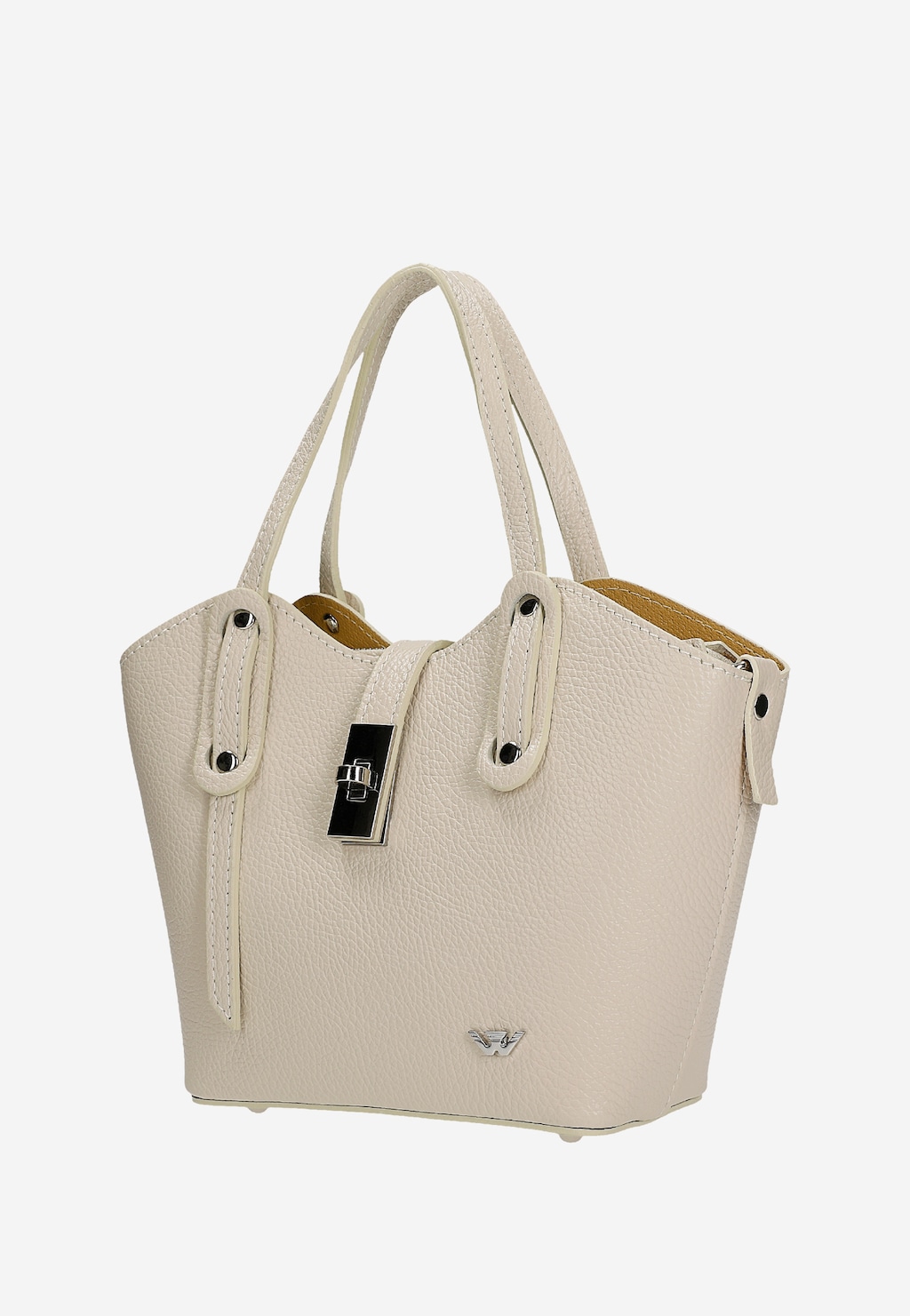 Beżowy skórzany kuferek damski z metalowym zapięciem 80485-54 Widok 2