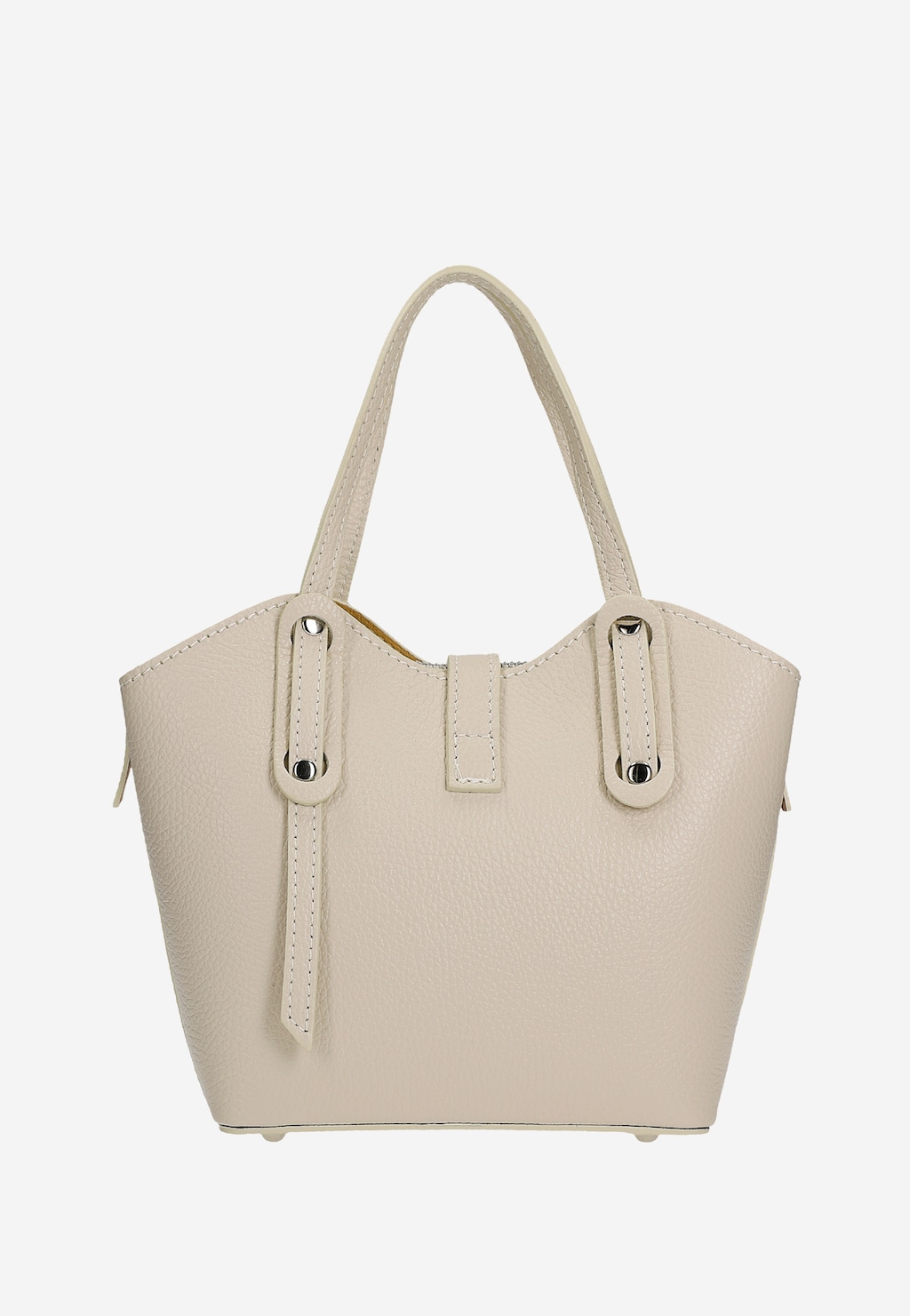 Beżowy skórzany kuferek damski z metalowym zapięciem 80485-54 Widok 3