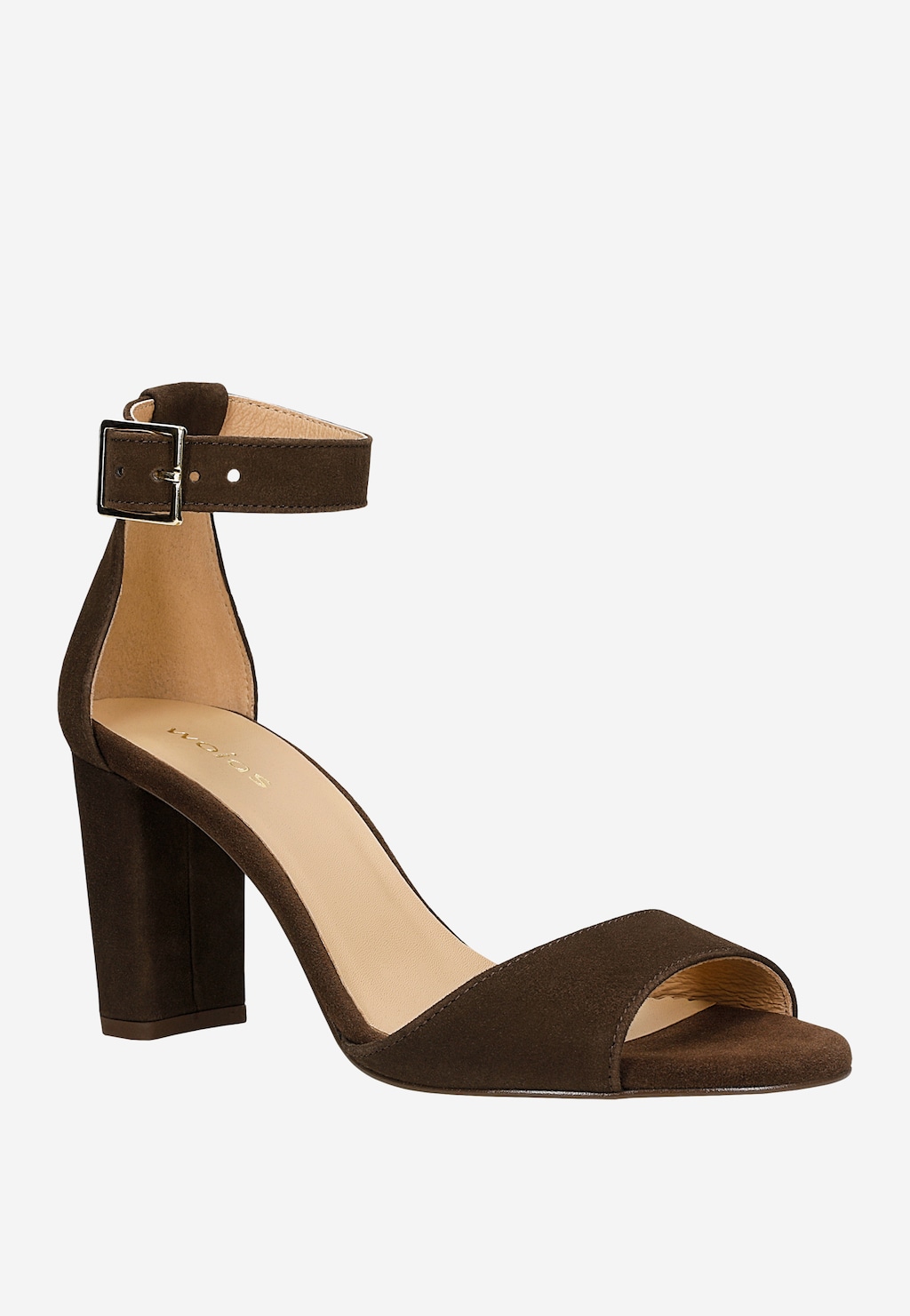 Czekoladowe damskie sandały na słupku 76246-82 Widok 2