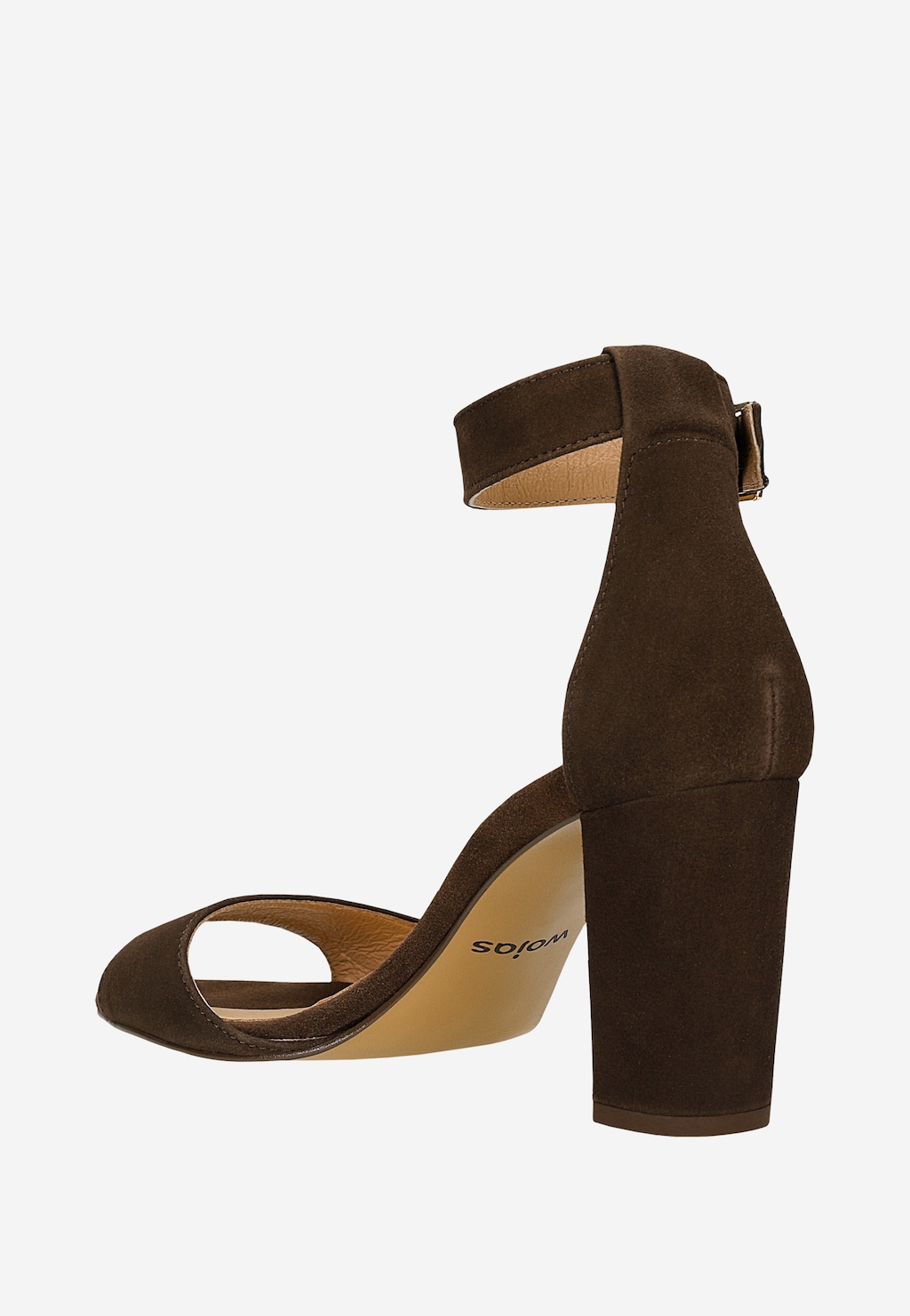 Czekoladowe damskie sandały na słupku 76246-82 Widok 3