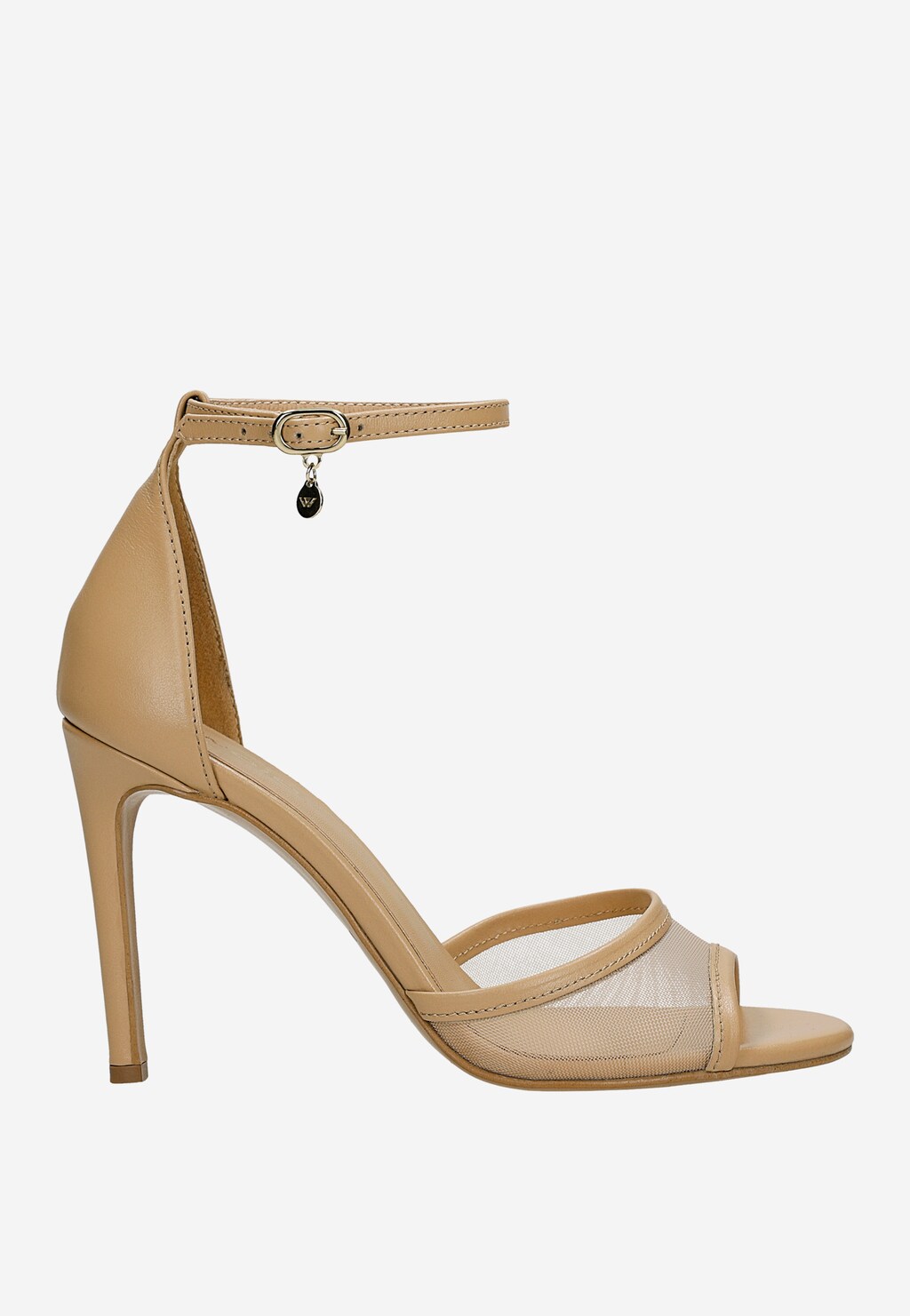 Beżowe skórzane sandały na wysokiej szpilce 76257-84 Widok 1