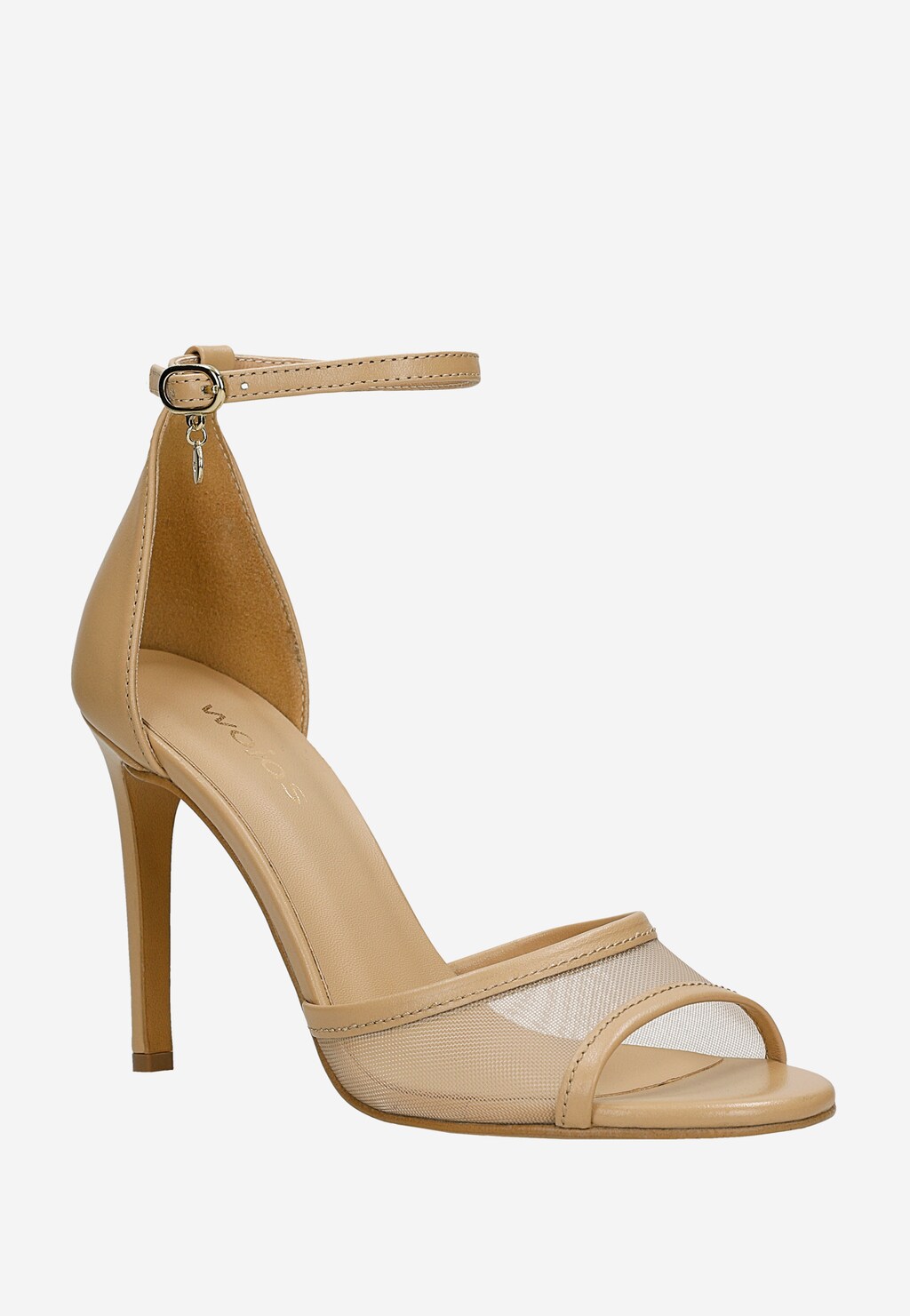 Beżowe skórzane sandały na wysokiej szpilce 76257-84 Widok 2
