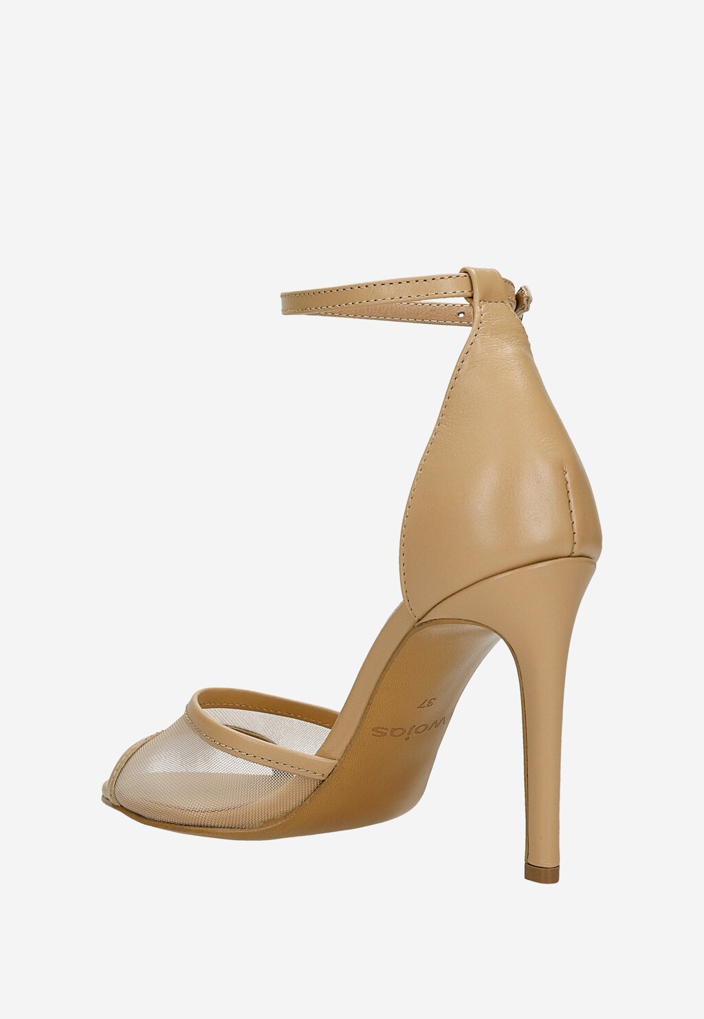 Beżowe skórzane sandały na wysokiej szpilce 76257-84 Widok 3