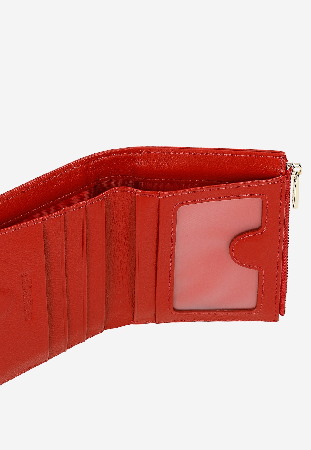 Mały wąski czerwony portfel ze skóry licowej 91135-55 Widok 6