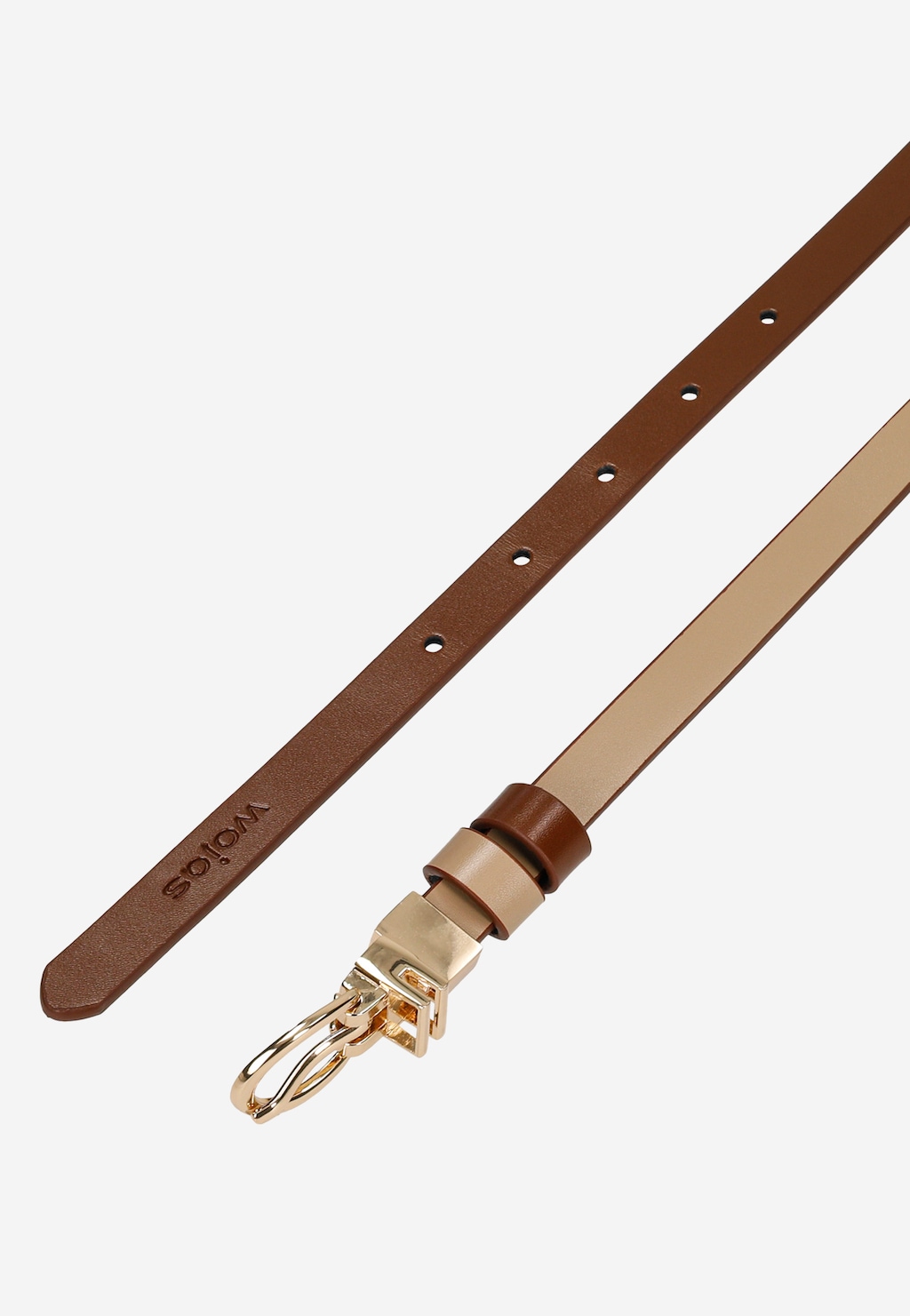 Dwustronny beżowo-brązowy pasek damski skórzany 93135-54 Widok 6