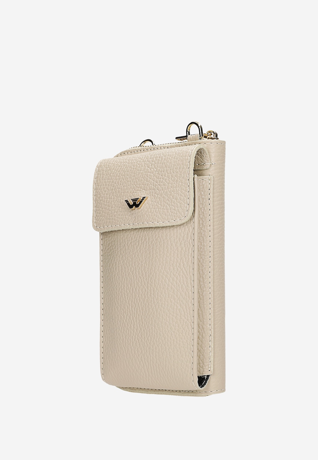 Beżowa skórzana torebka na telefon z portfelem 80451-54 Widok 2