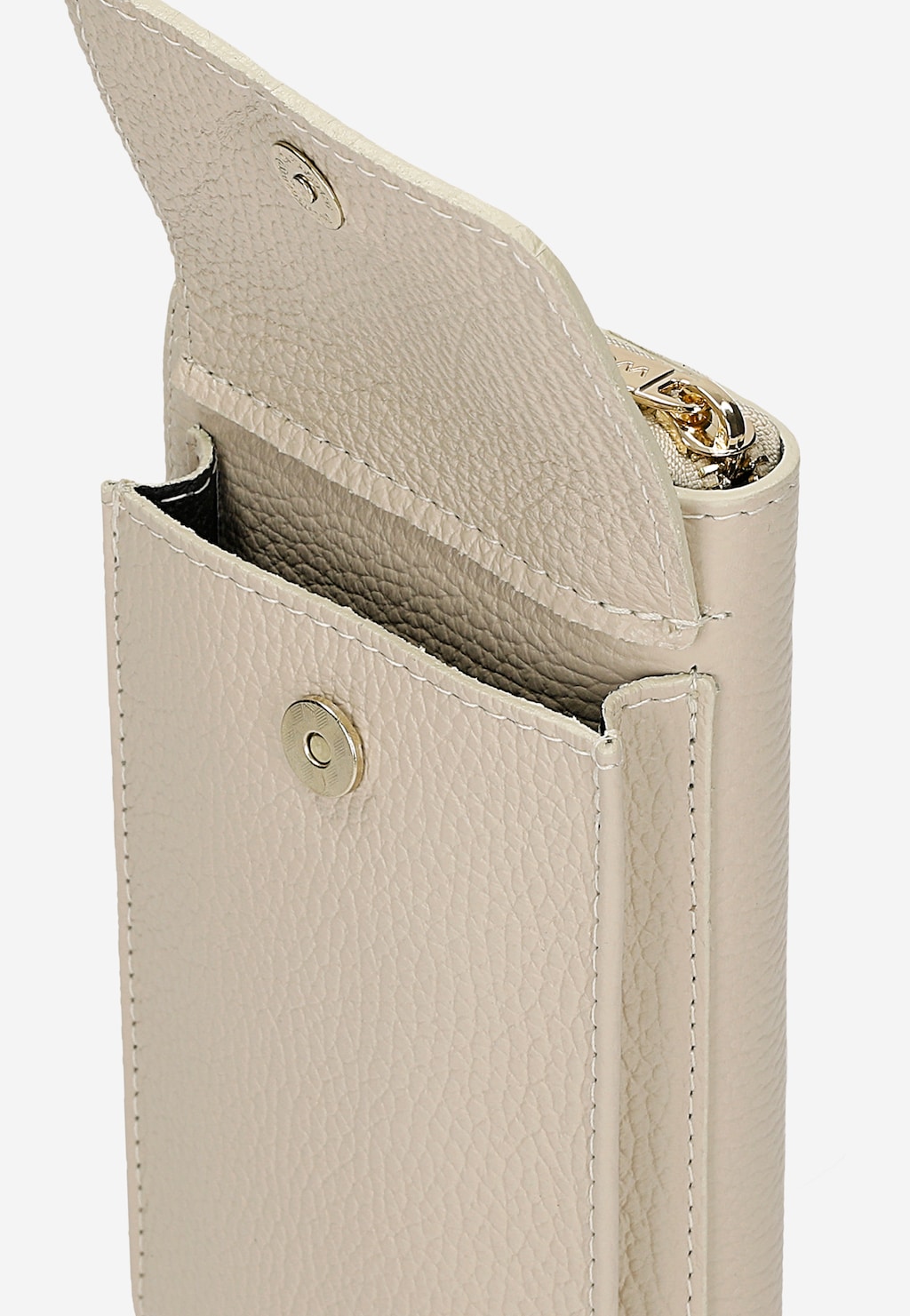 Beżowa skórzana torebka na telefon z portfelem 80451-54 Widok 5