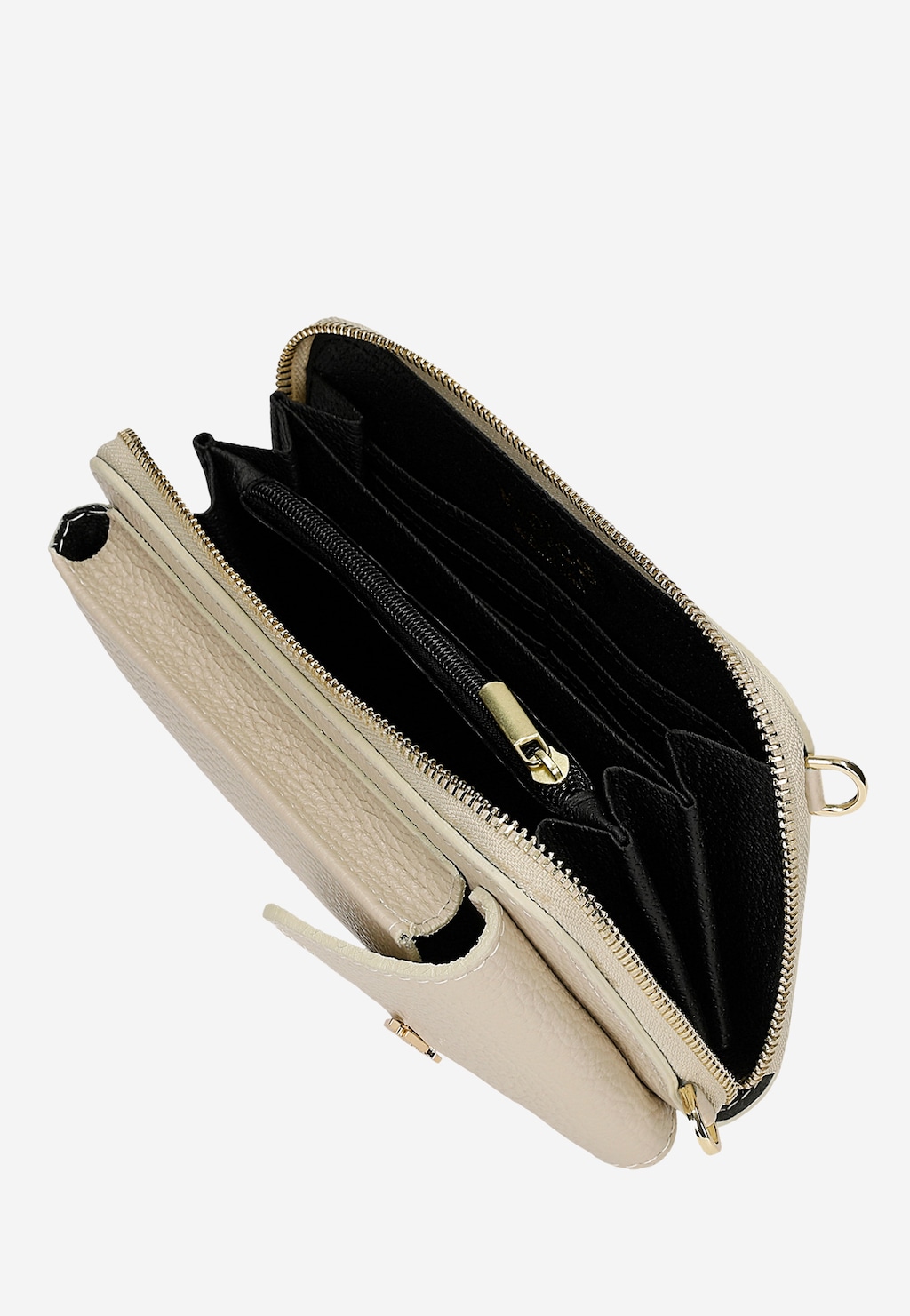 Beżowa skórzana torebka na telefon z portfelem 80451-54 Widok 6