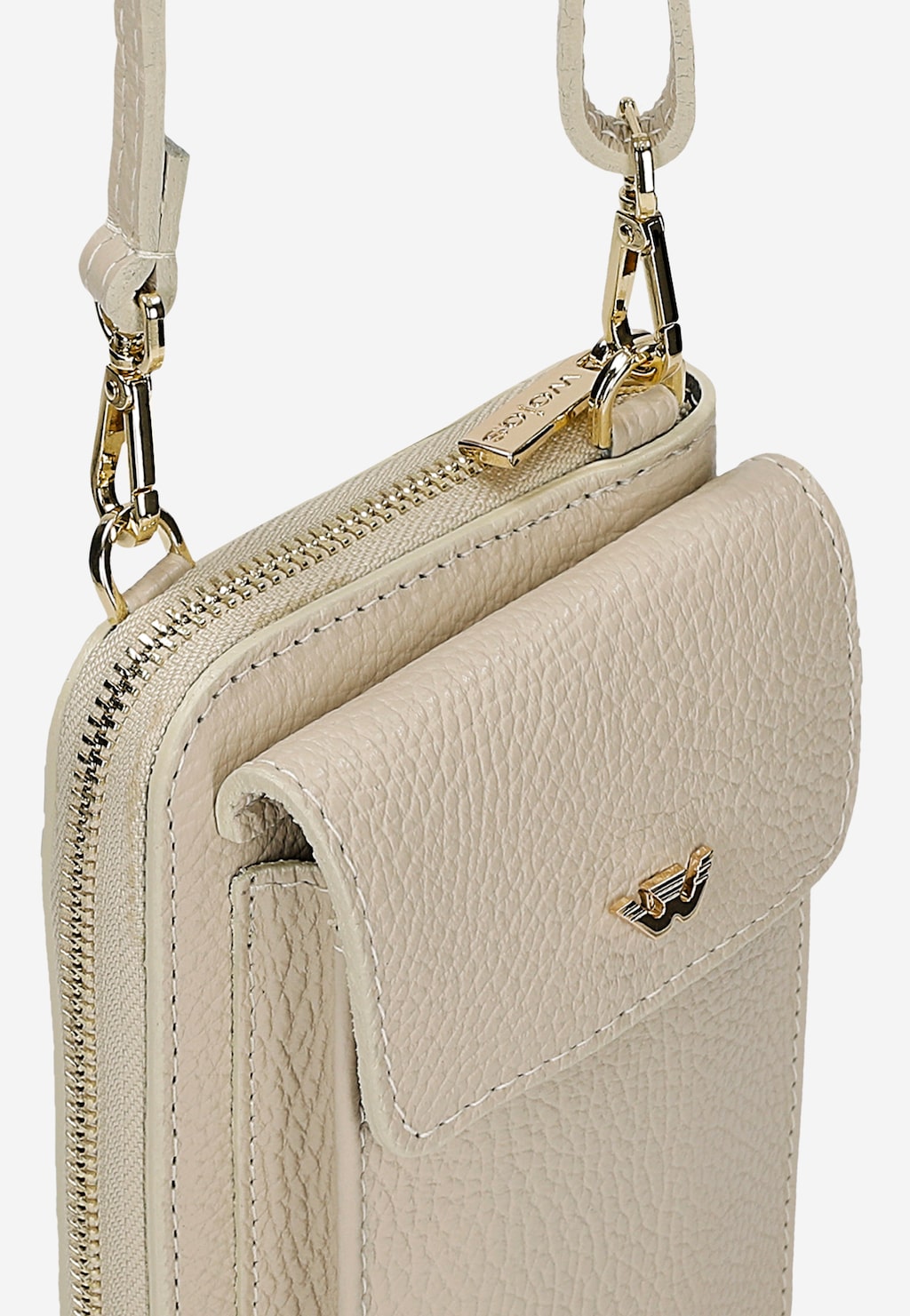 Beżowa skórzana torebka na telefon z portfelem 80451-54 Widok 7