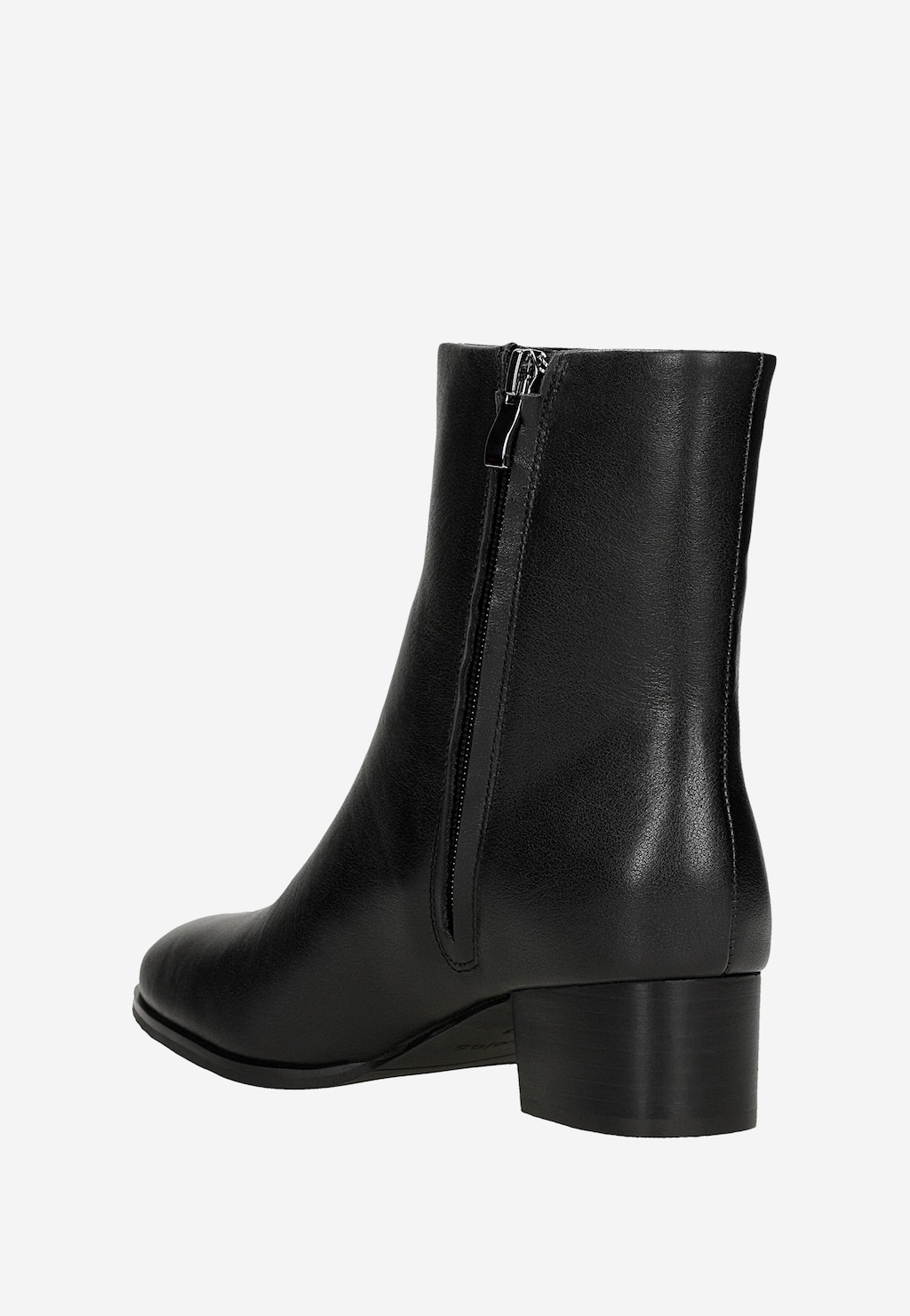 Čierne kožené kotníkové topánky na nízkom podpätku 55329-51 Widok 4