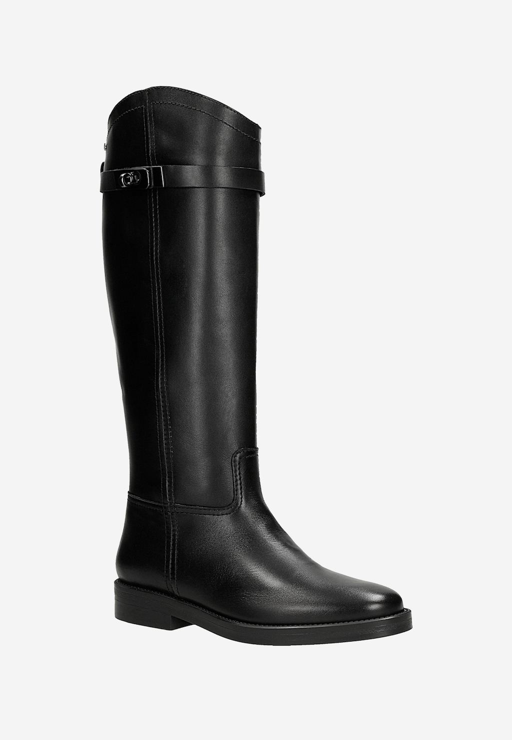 Czarne skórzane kozaki z odpinaną ozdobą 71127-51 Widok 3