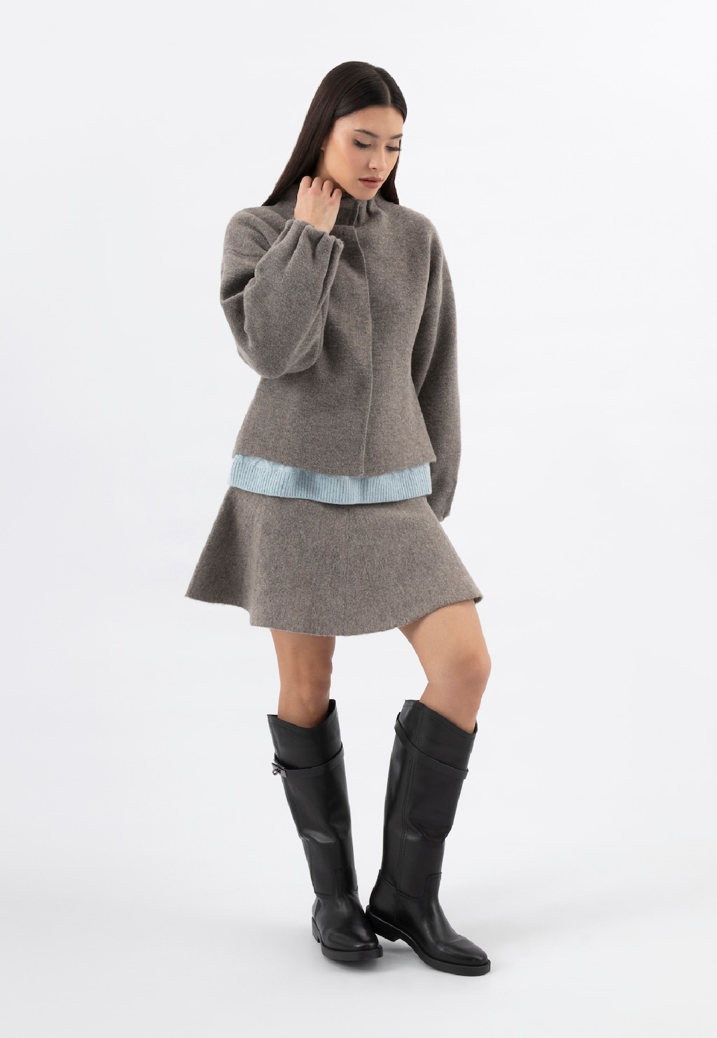 Czarne skórzane kozaki z odpinaną ozdobą 71127-51 Widok 9