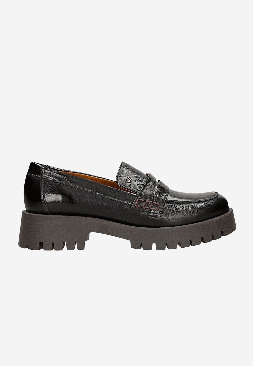 Ciemnobrązowe mokasyny damskie na wysokiej podeszwie 46124-02 Widok 1