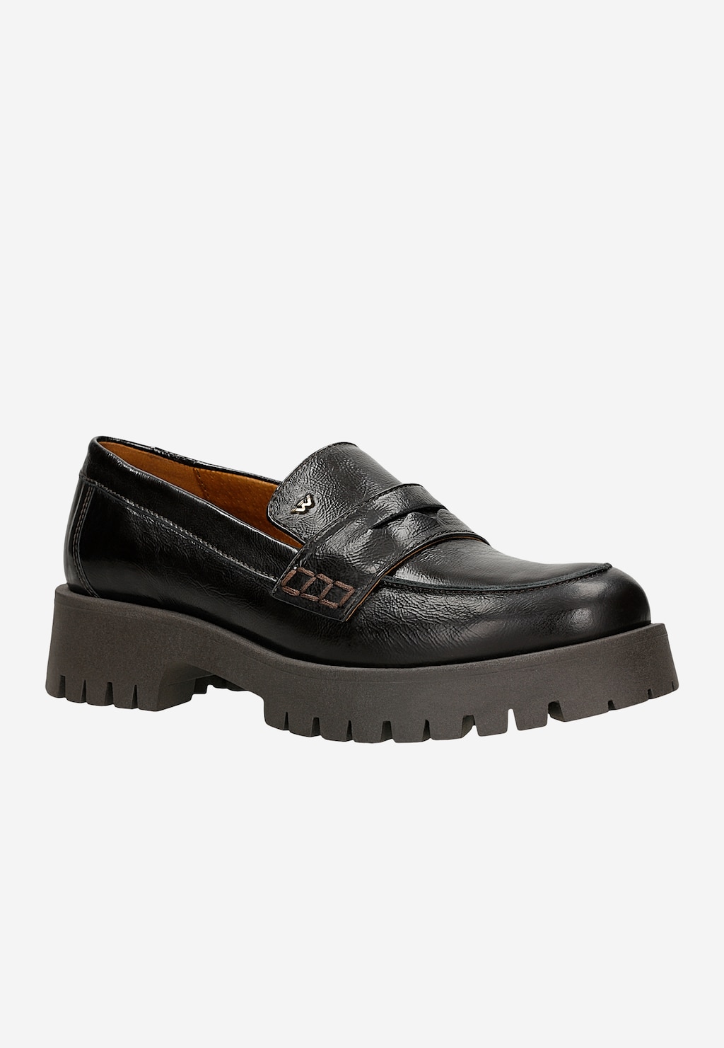 Ciemnobrązowe mokasyny damskie na wysokiej podeszwie 46124-02 Widok 2