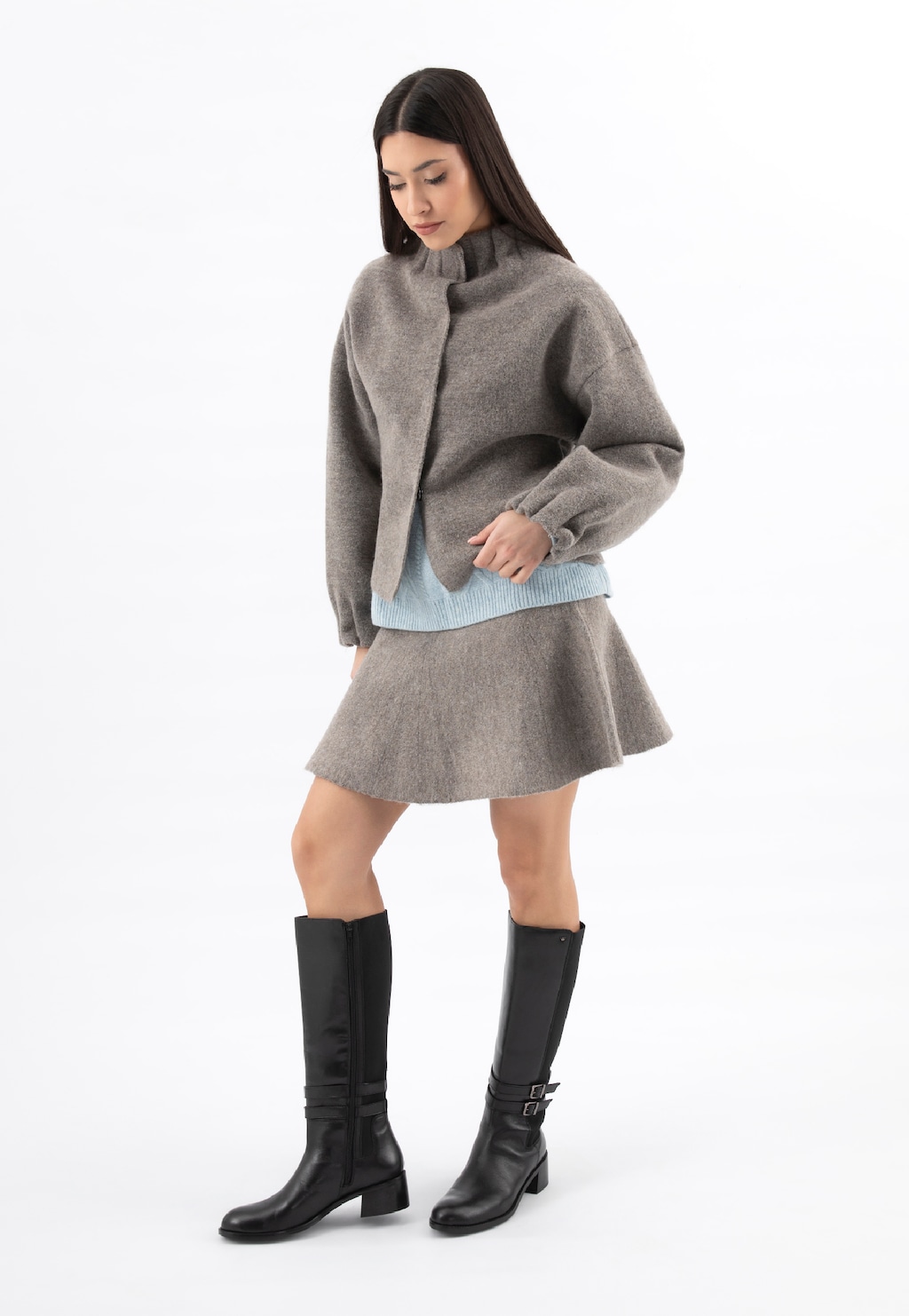 Čierne kožené čižmy s ozdobnými spätkami 71144-81 Widok 1