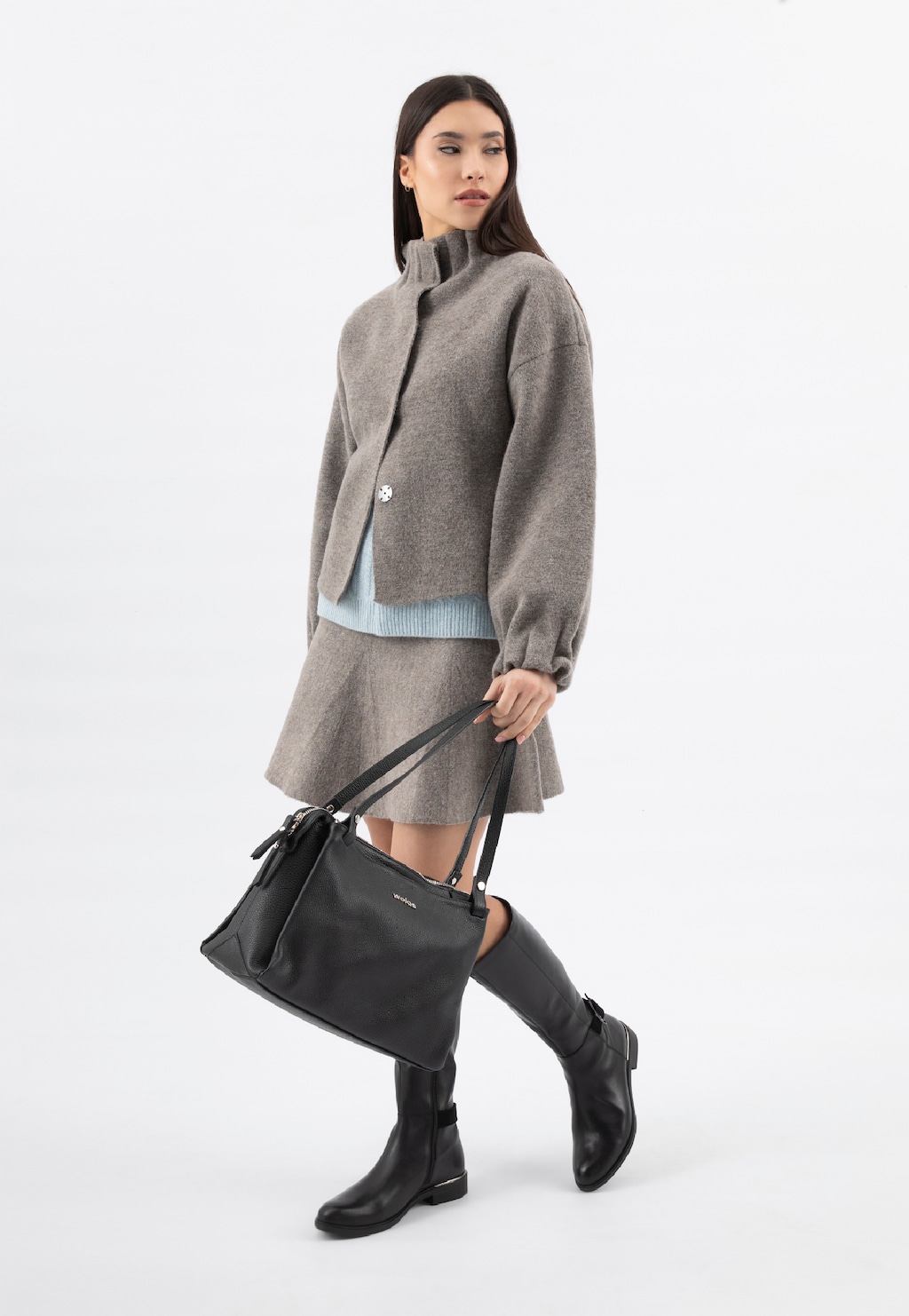 Kvalitní kožená každodenní velká černá kabelka 80259-51 Widok 8