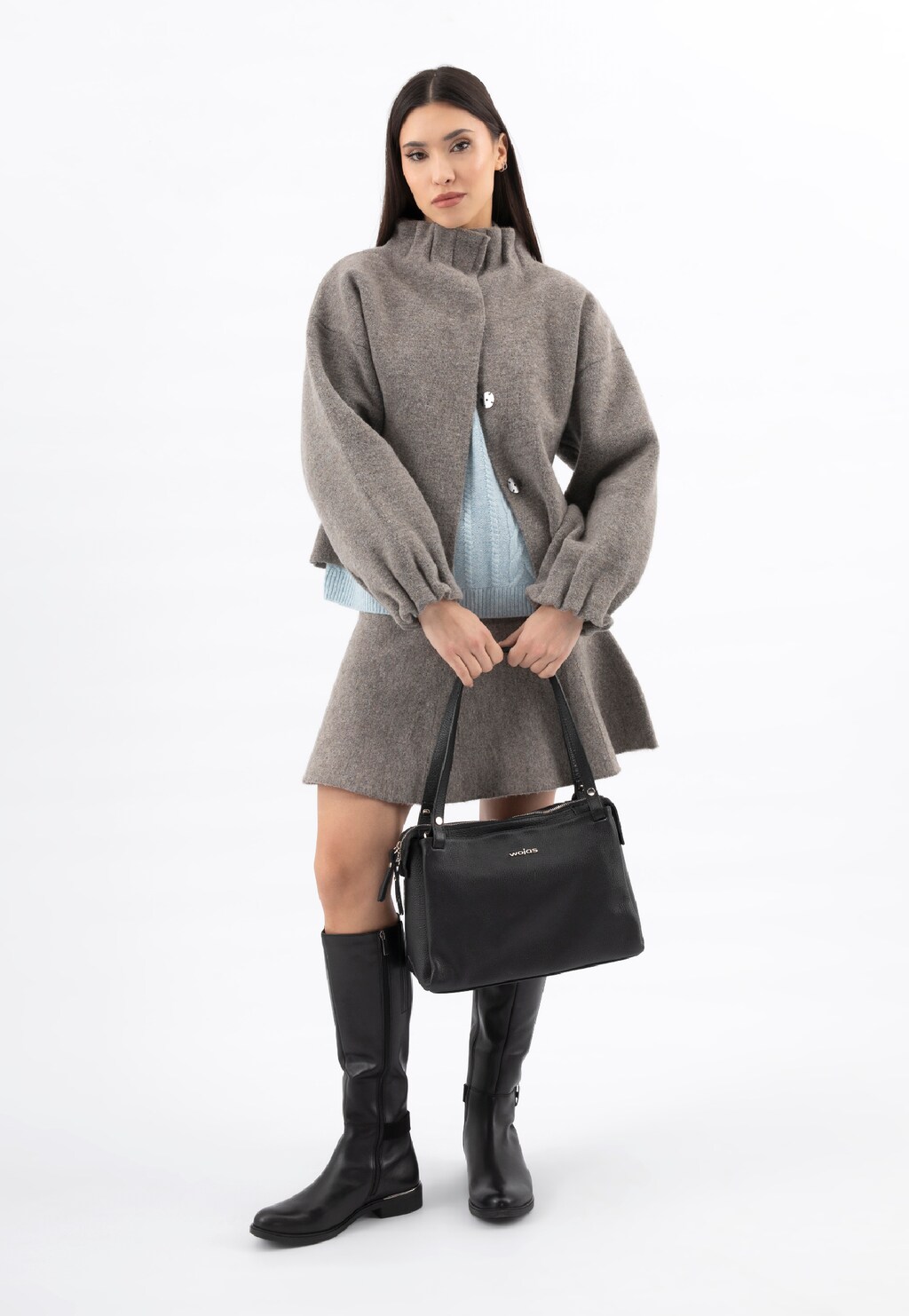 Kvalitní kožená každodenní velká černá kabelka 80259-51 Widok 1