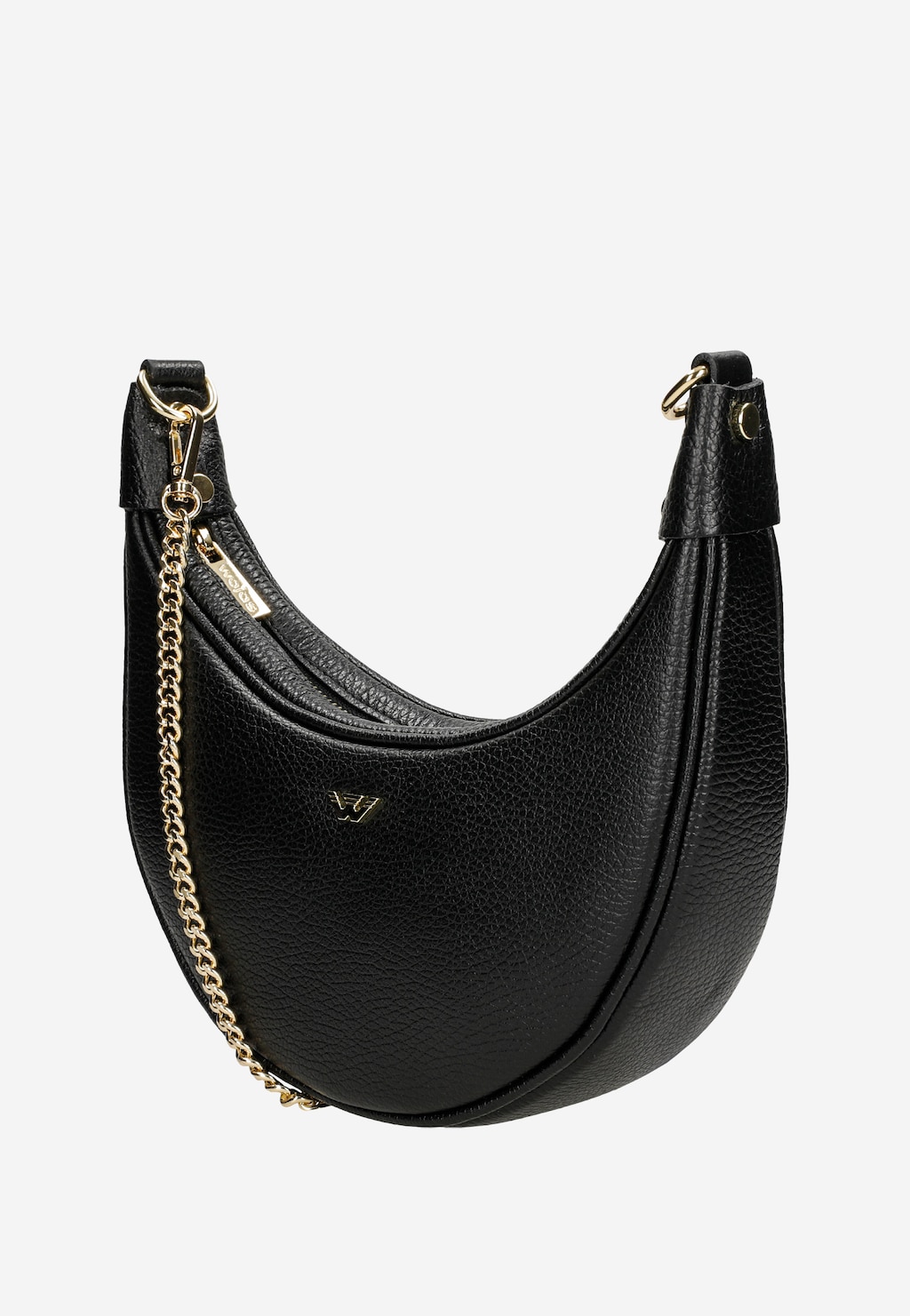 Mała czarna torebka bagietka ze złotym łańcuchem 80454-51 Widok 3