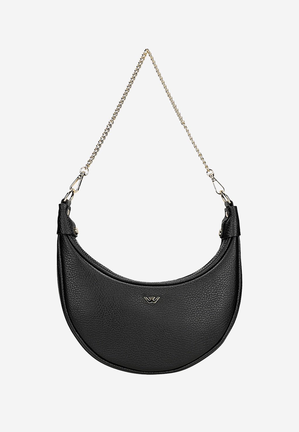 Mała czarna torebka bagietka ze złotym łańcuchem 80454-51 Widok 5