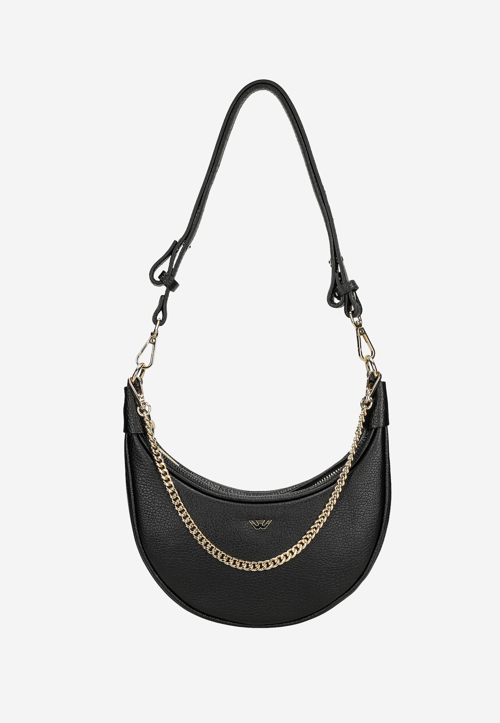 Mała czarna torebka bagietka ze złotym łańcuchem 80454-51 Widok 6