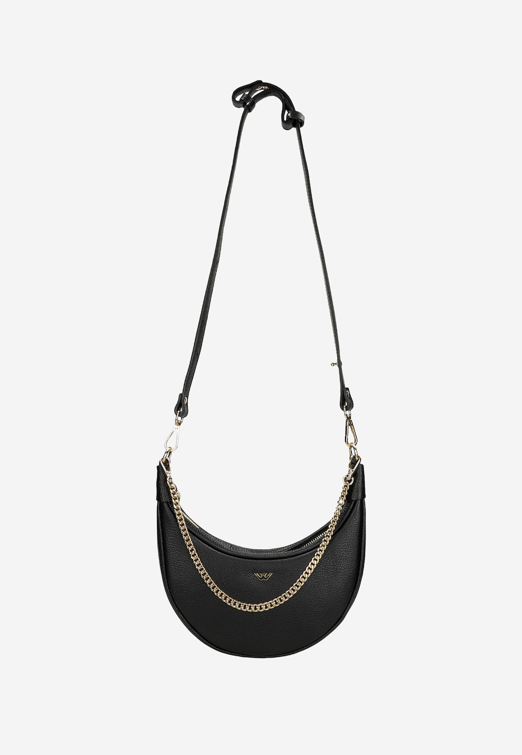 Mała czarna torebka bagietka ze złotym łańcuchem 80454-51 Widok 7