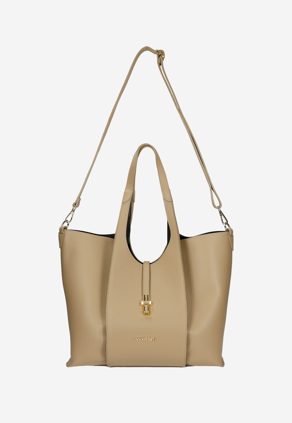 Duża beżowa torebka damska ze skóry licowej 80468-54 Widok 4