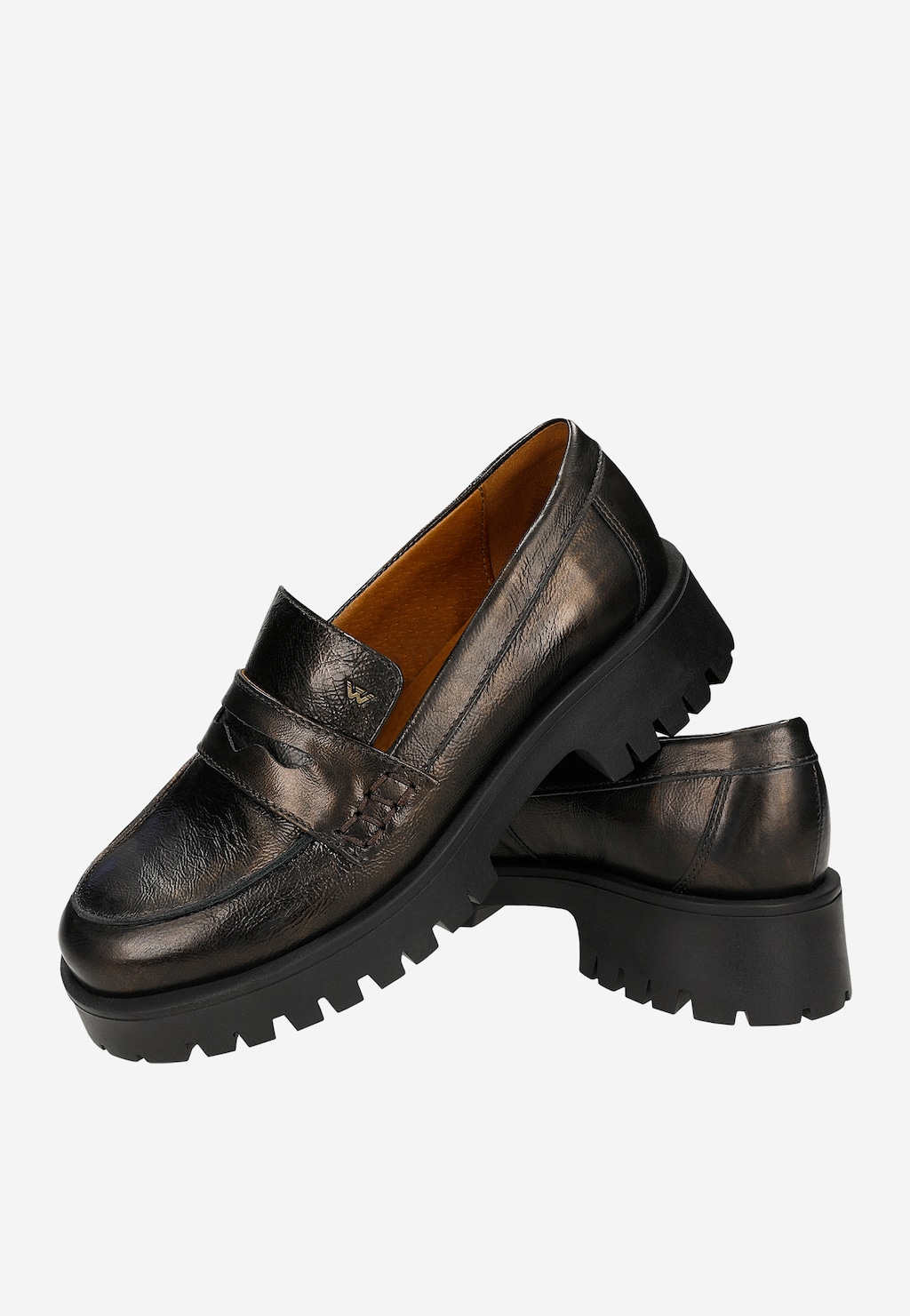 Metaliczne mokasyny damskie penny loafers 46124-03 Widok 6