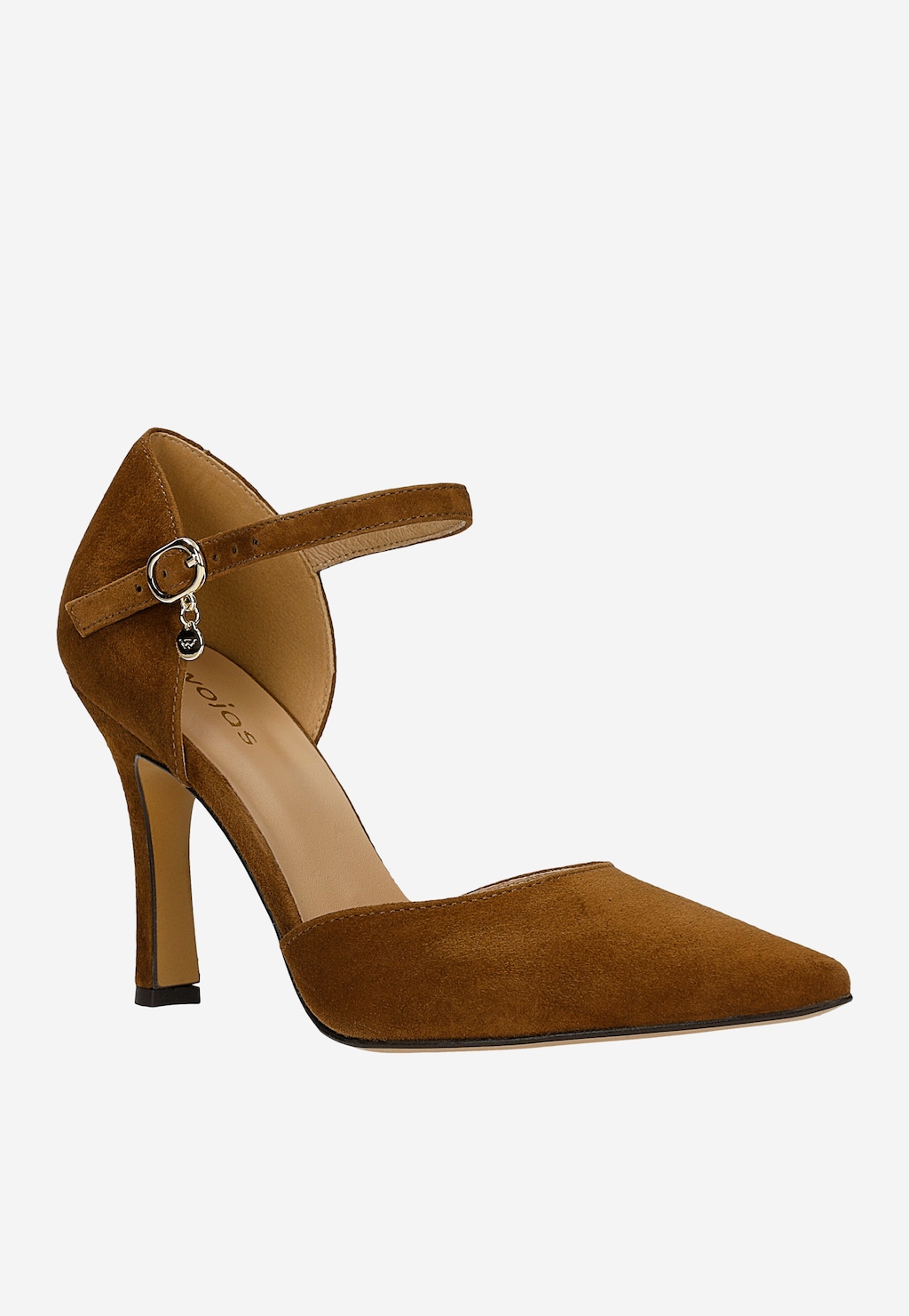 Brązowe welurowe czółenka na wysokim obcasie 35185-63 Widok 2