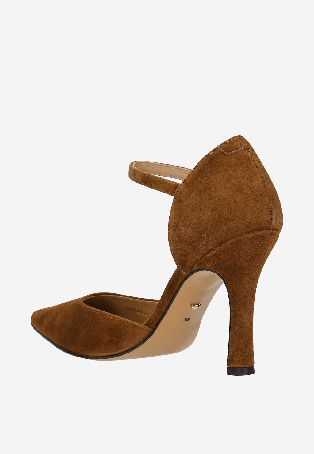 Brązowe welurowe czółenka na wysokim obcasie 35185-63 Widok 3