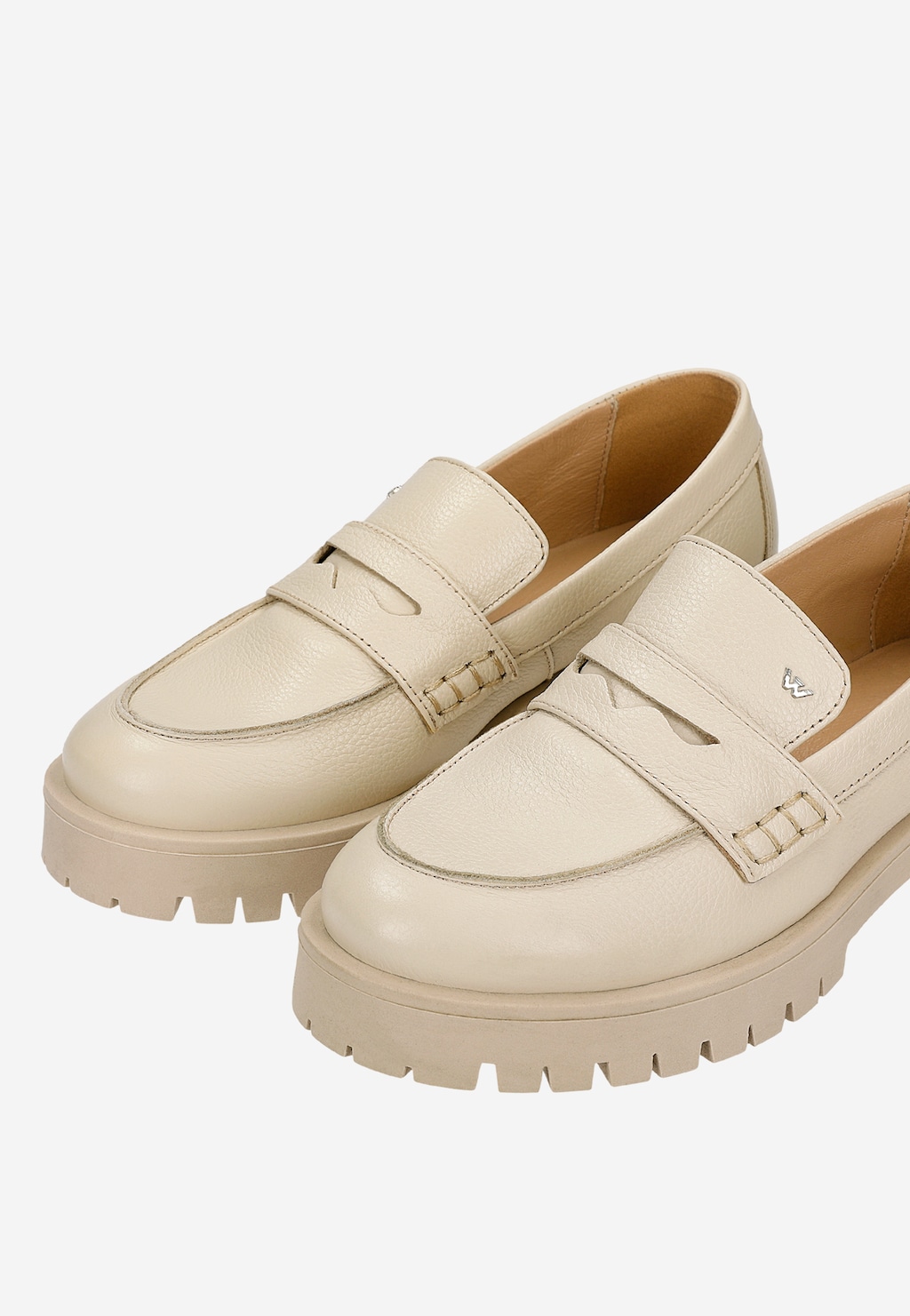 Beżowe mokasyny damskie ze skóry 46124-04 Widok 6