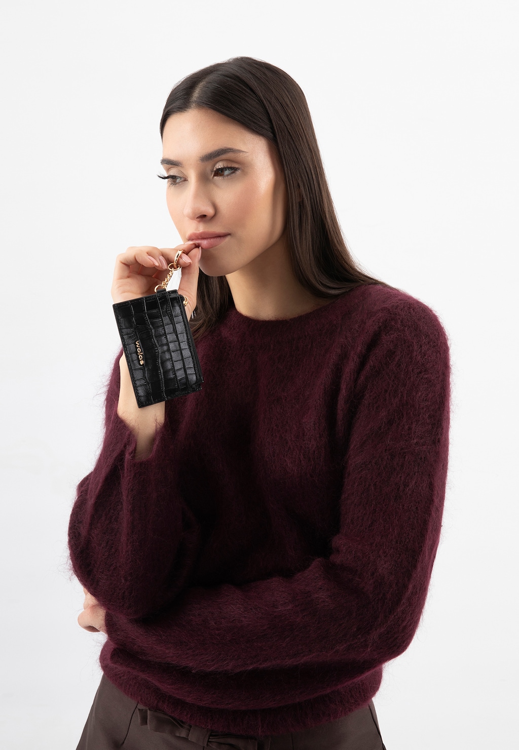 Czarne lakierowane etui na karty i dokumenty 91123-51 Widok 1