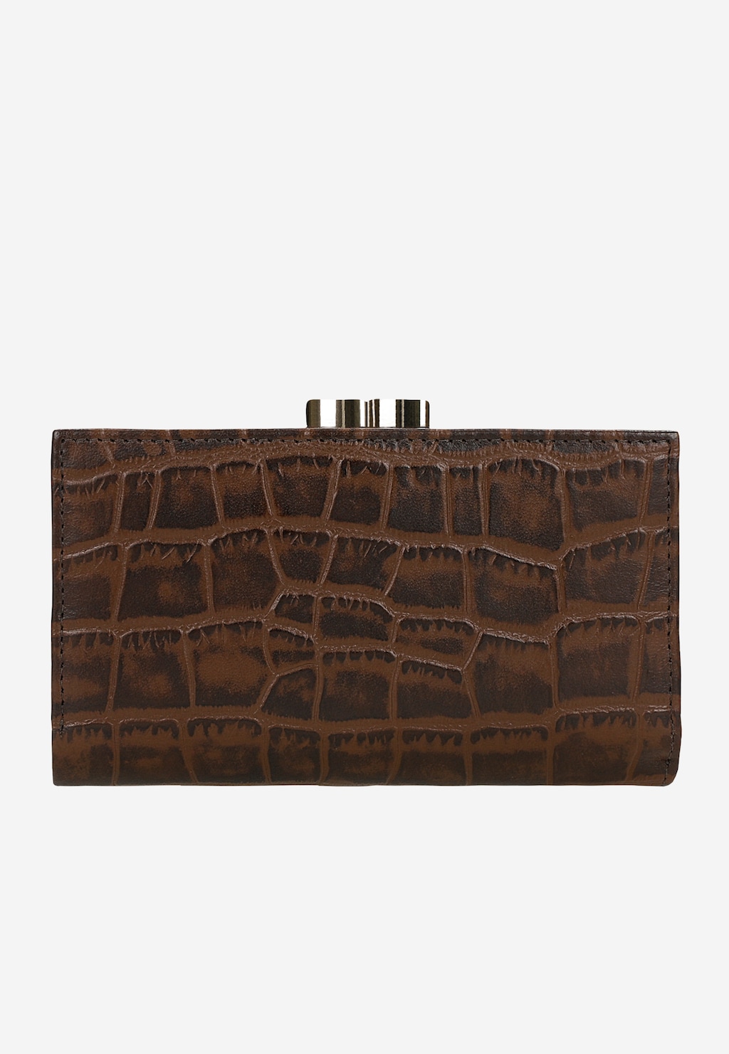 Hnedá dámska peňaženka s reliéfnym krokodílím vzorom 91085-72 Widok 4