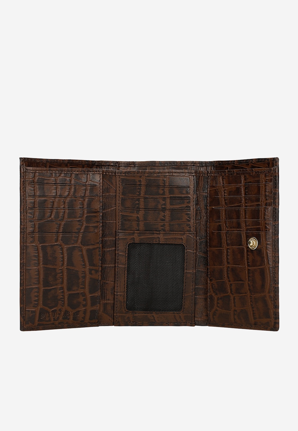 Hnedá dámska peňaženka s reliéfnym krokodílím vzorom 91085-72 Widok 5