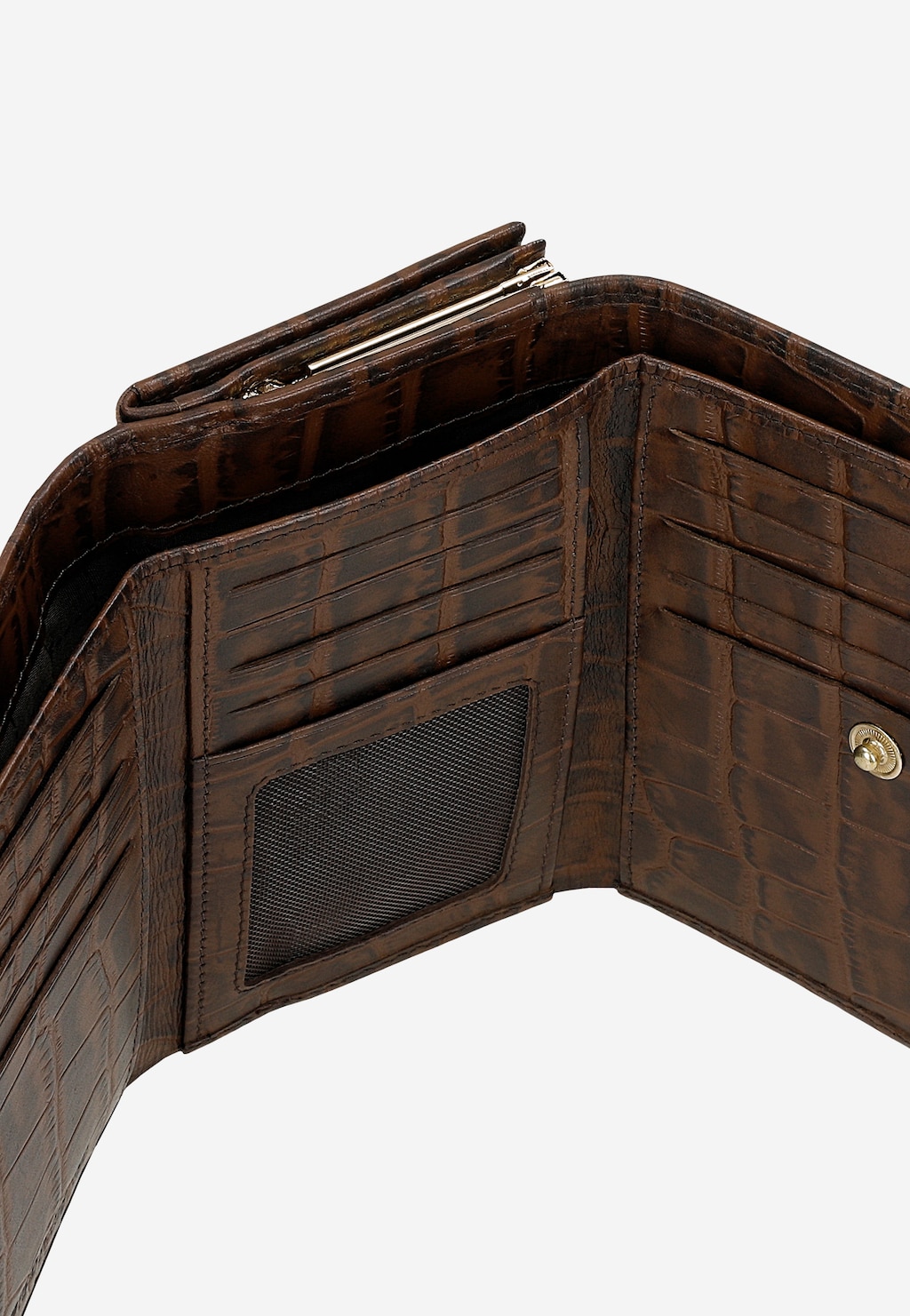 Hnedá dámska peňaženka s reliéfnym krokodílím vzorom 91085-72 Widok 8
