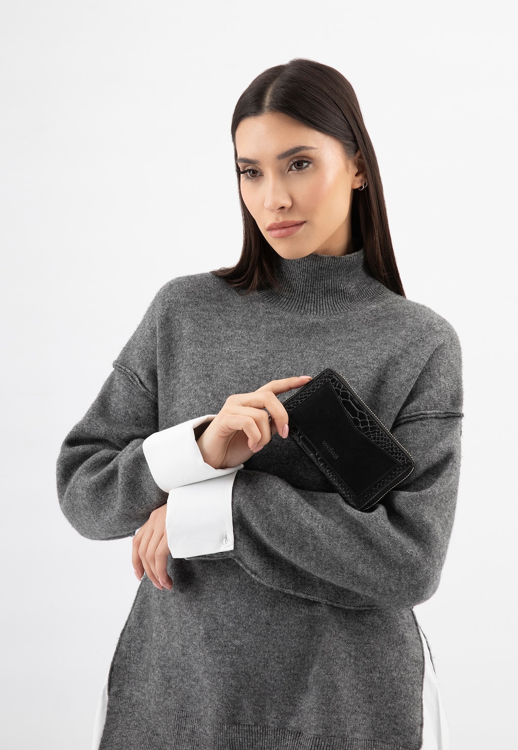 Černá dámská peněženka z tlačené lícové kůže 91065-51 Widok 7