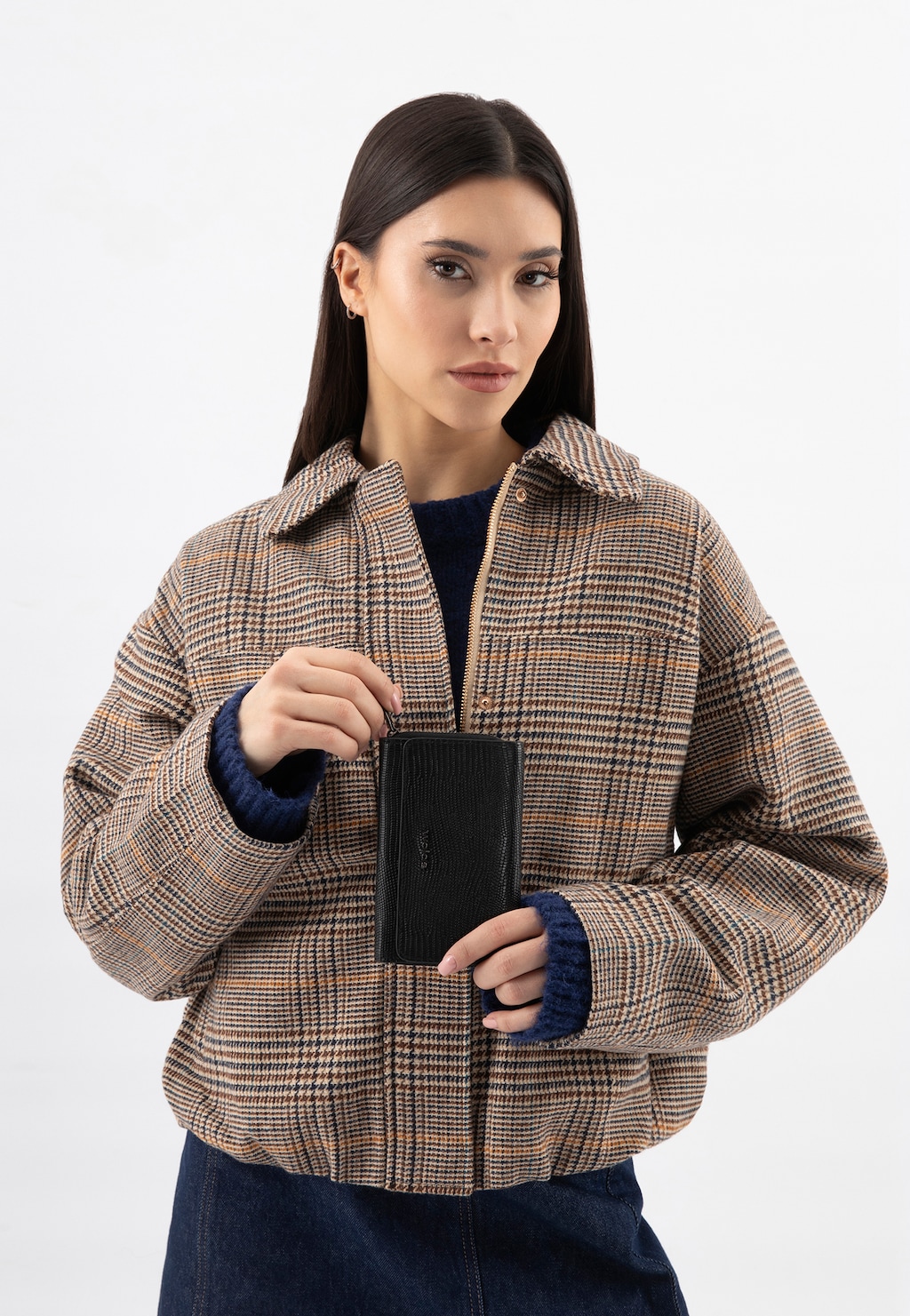 Velká černá dámská peněženka s efektem hadí kůže 91036-51 Widok 9