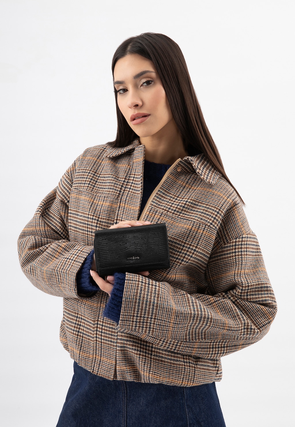 Velká černá dámská peněženka s efektem hadí kůže 91036-51 Widok 1