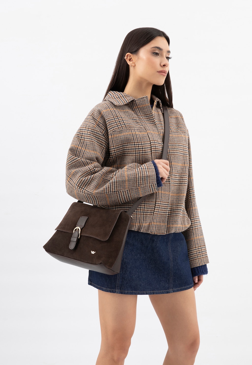 Czekoladowa torebka damska z łączonych skór 80395-72 Widok 8